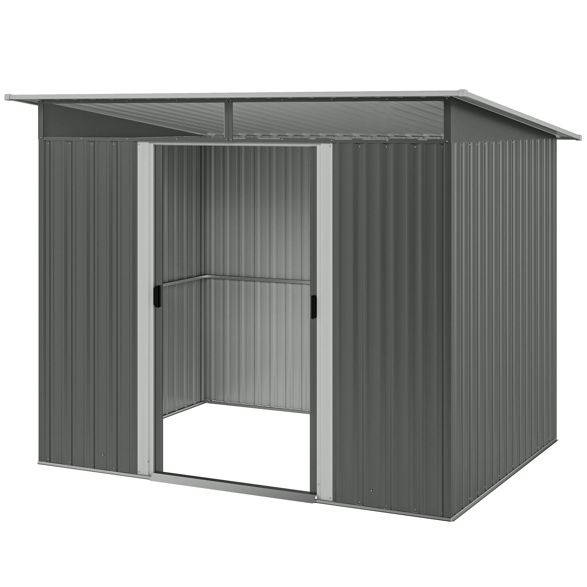 6' x 8.5' Outdoor Metal Garden Shed Utility Tool Storage Steel Backyard House, Dark Grey
