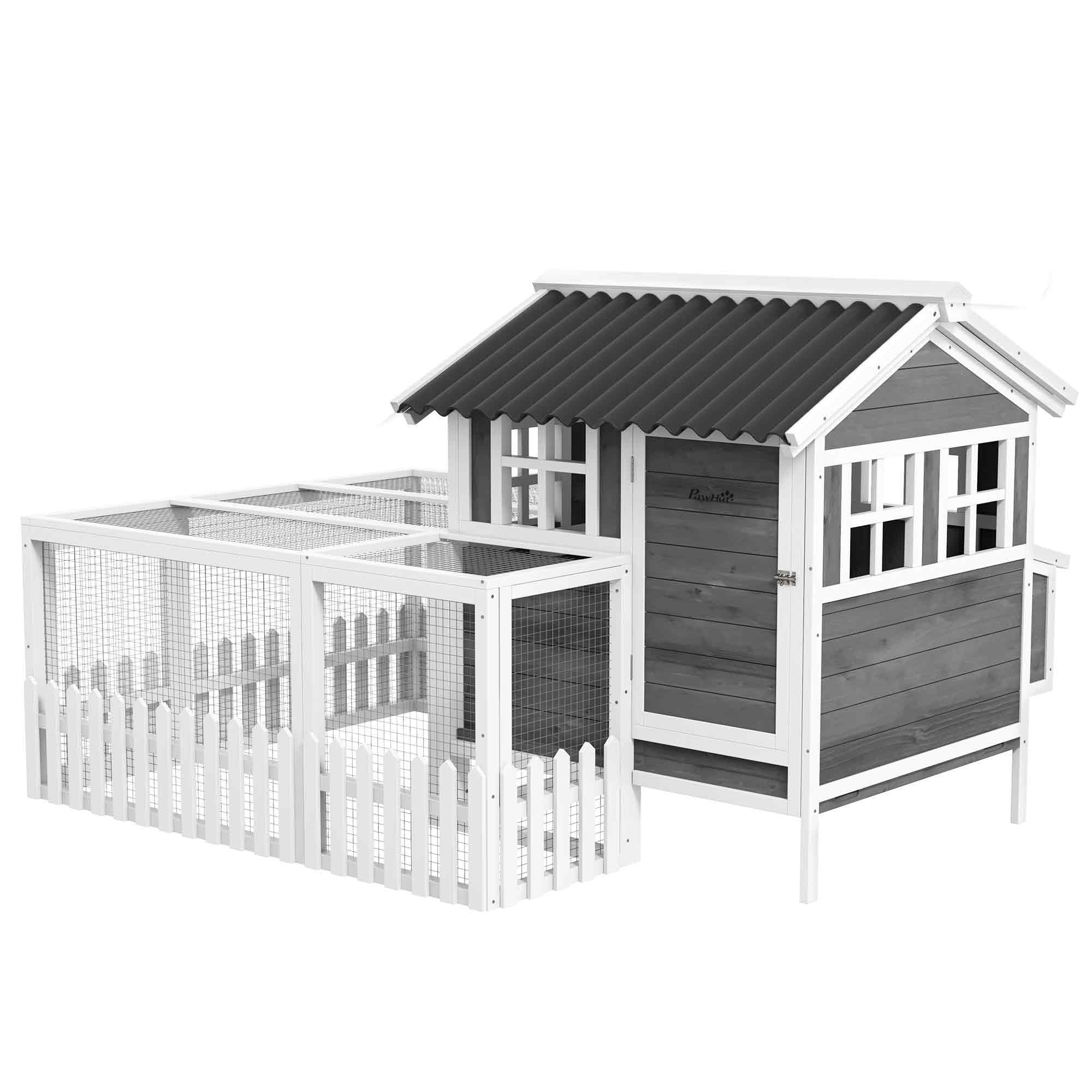 Wooden Chicken Coop with Run for 1-2 Chicken, Bunnies, Ducks