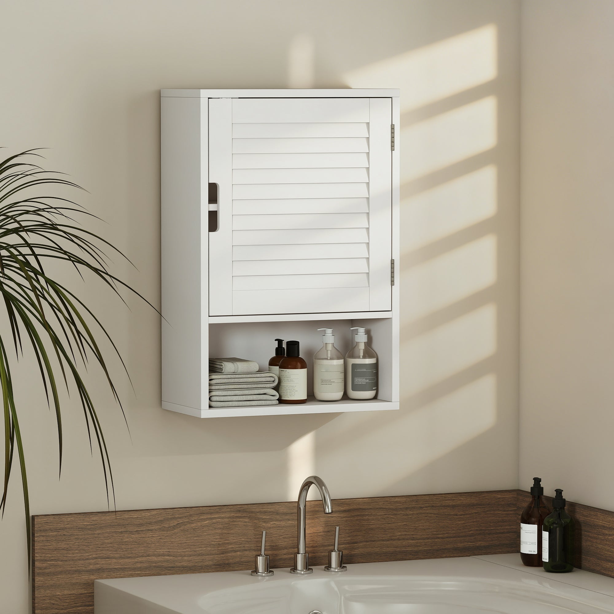 Bathroom Cabinet, Wall Mounted Storage Cabinet with Adjustable Shelves, 40 x 20 x 60 cm, White