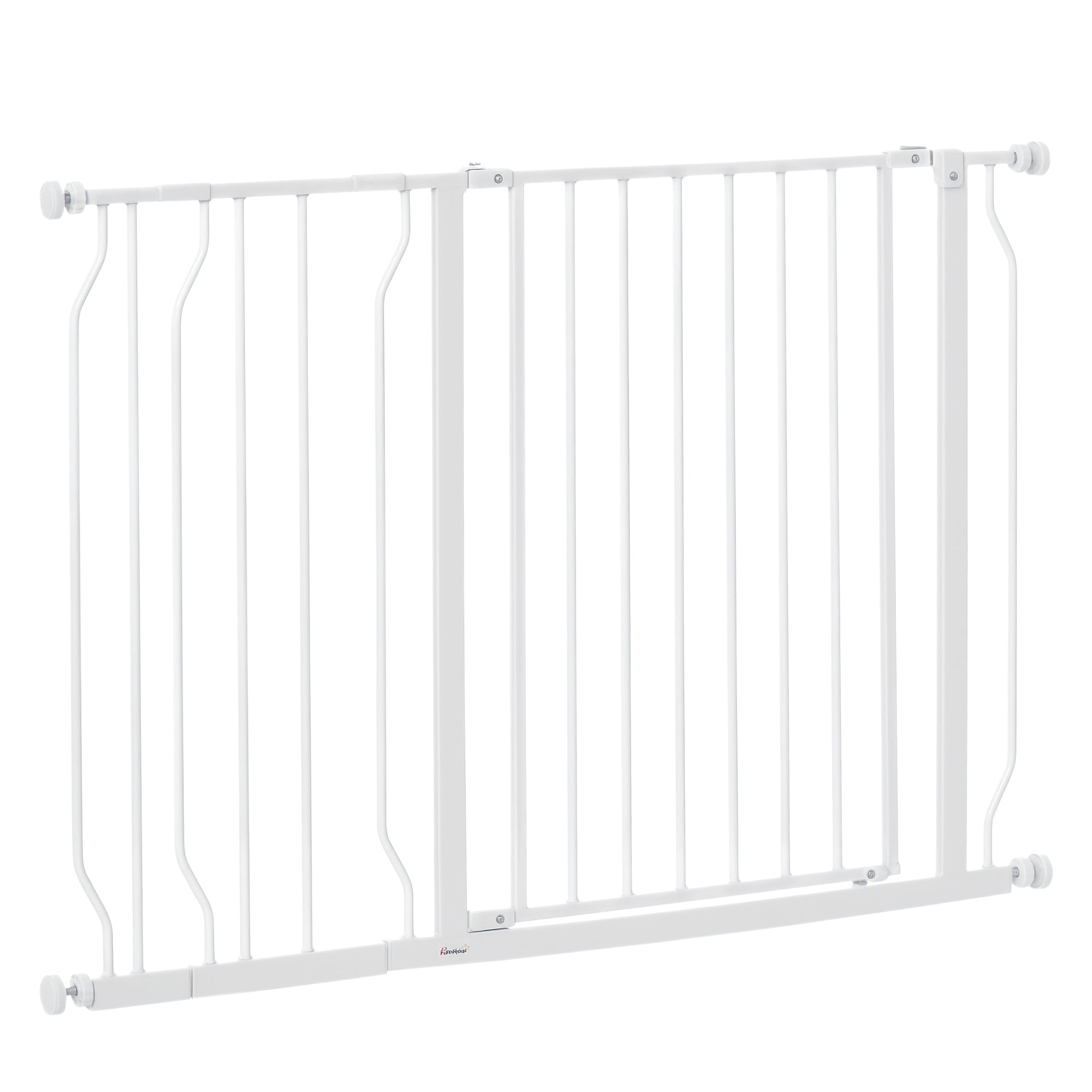 30"- 45" Easy Install Pet Gate w/ Door & Double Locking System, Extra Wide Dog Gate for Stairs, Hallways, White