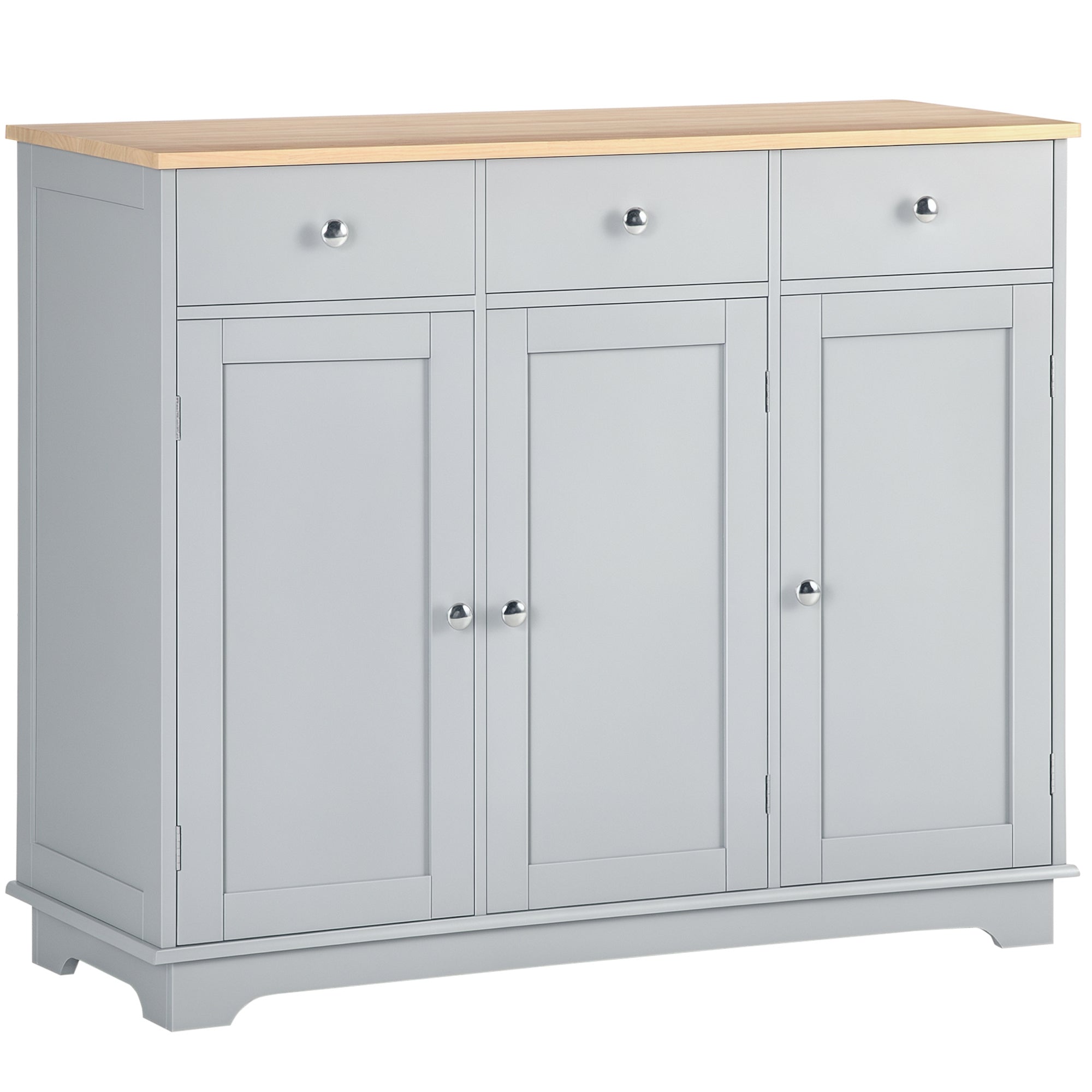 Modern Sideboard, Buffet Cabinet with Storage Cabinets, Drawers and Adjustable Shelves for Living Room, Grey