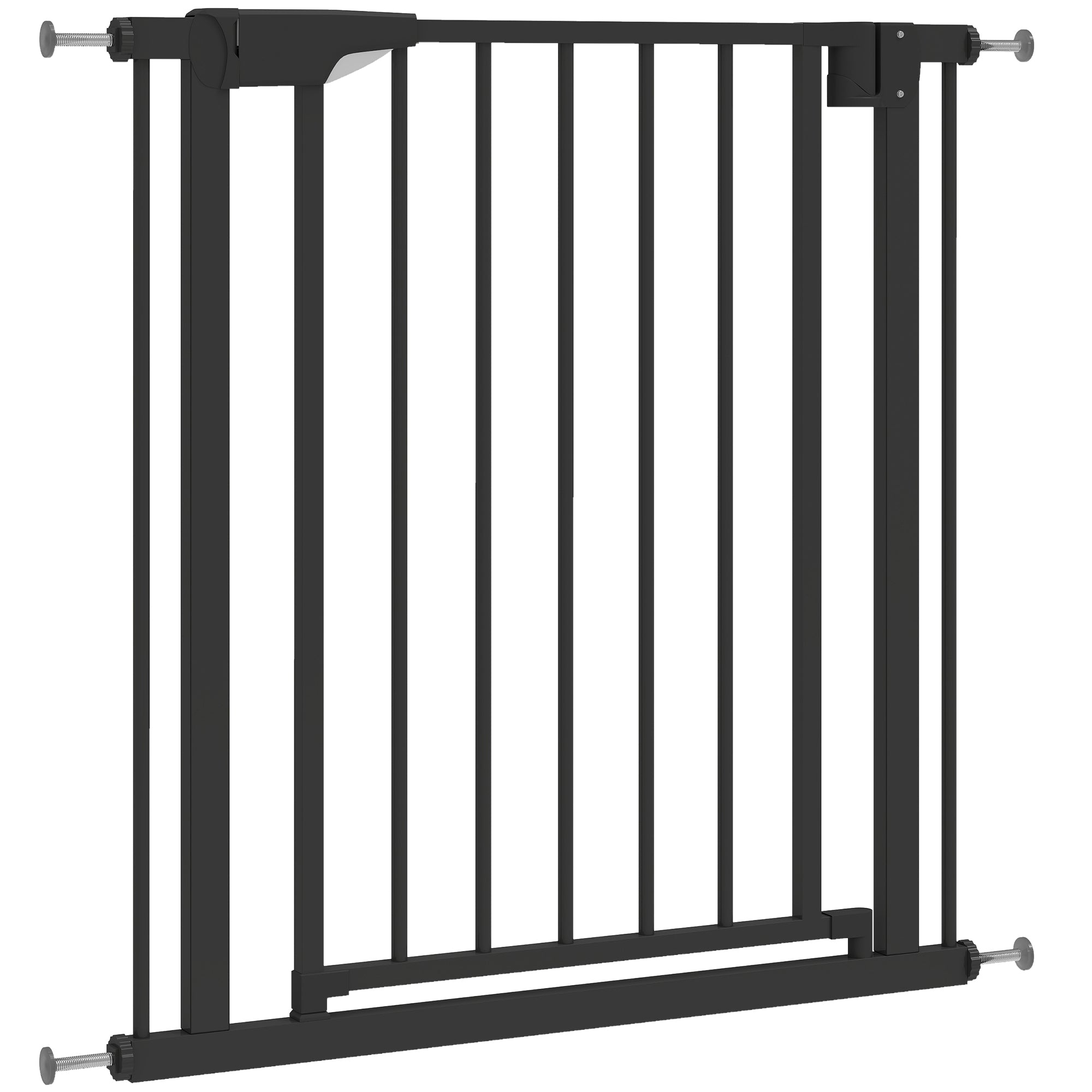 Baby Gate, Pet Safety Gate Pressure Fit, 30"-32" Wide with Two-Way Open, Auto-Close for Stair, Doorways, Hallways, Black
