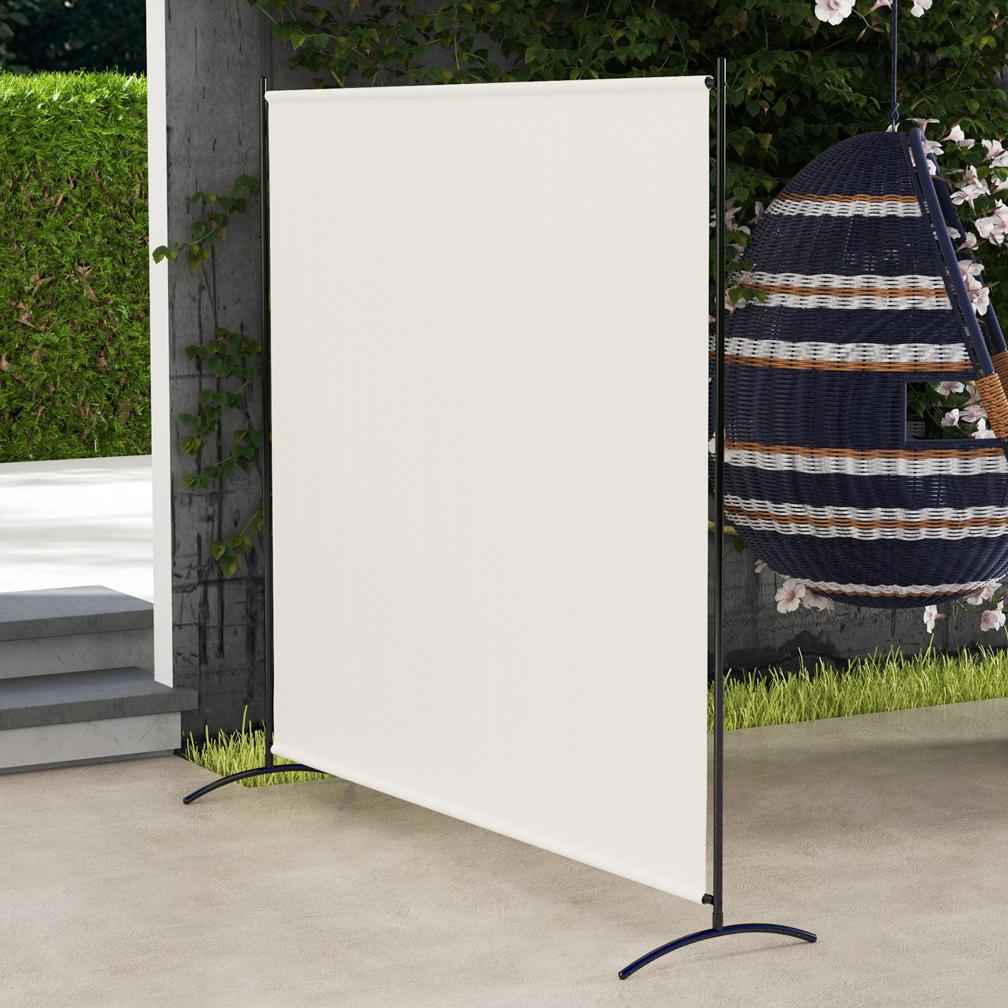 Single Panel Room Divider, UV30+ Privacy Screen, Indoor Outdoor Privacy Panel with Stable Base, Beige