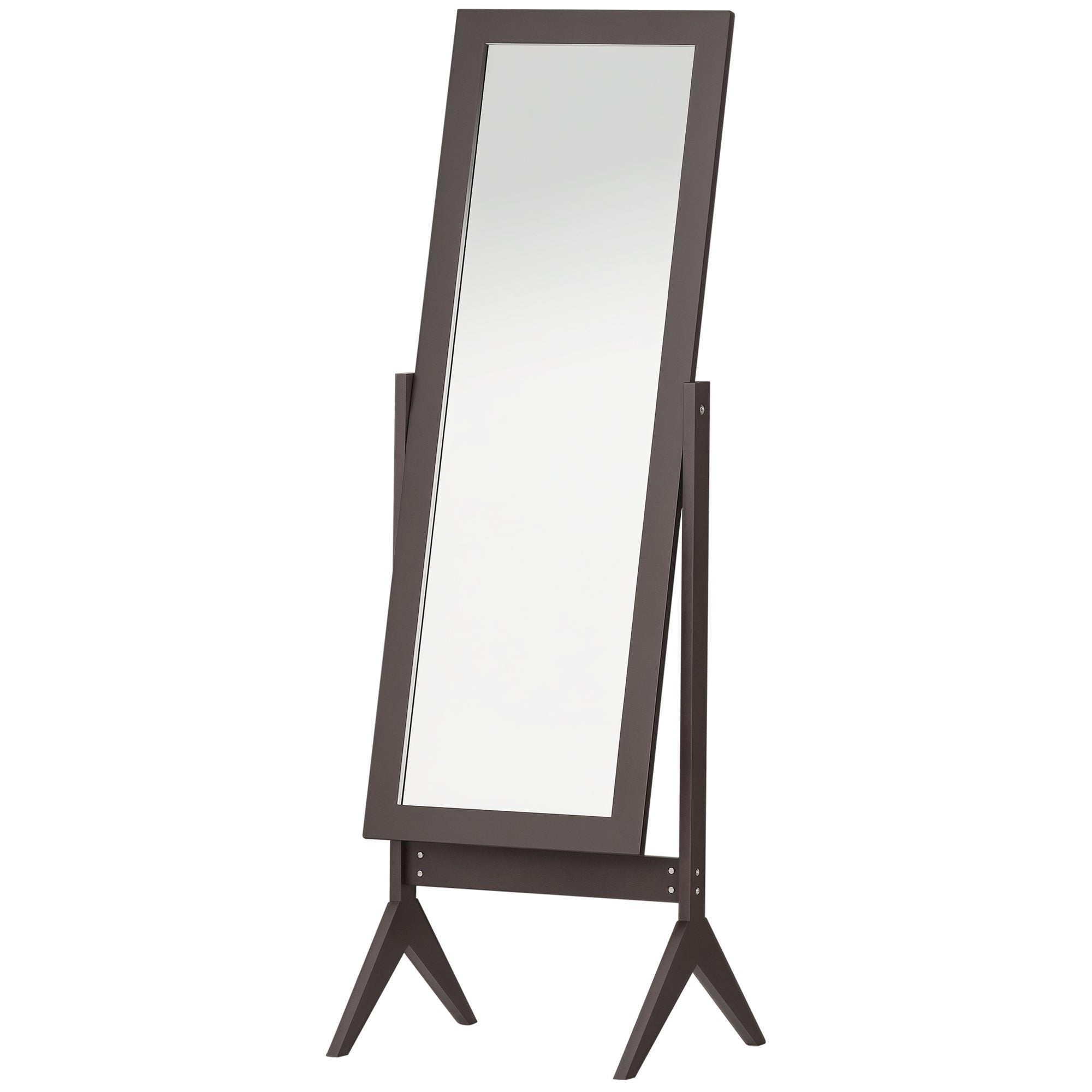 Full Length Mirror, Free Standing Full Body Mirror with Rectangular Frame, Adjustable Angle for Dressing Room, Bedroom, Living Room, Dark Brown