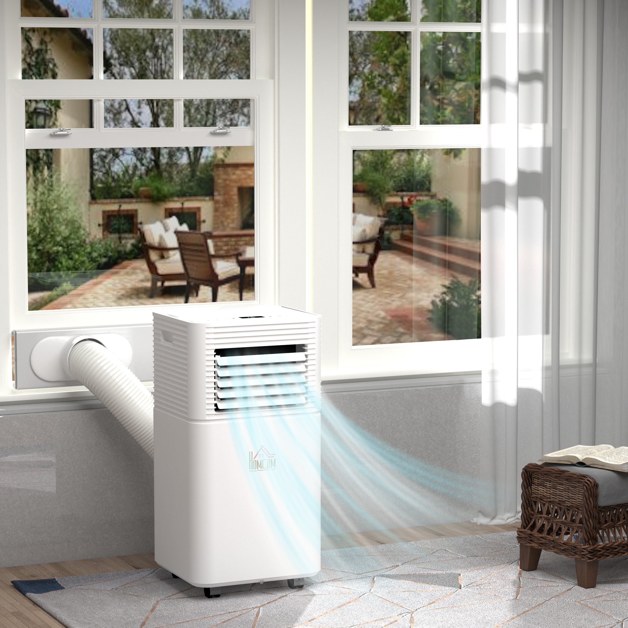 8000 BTU Portable Air Conditioner with Fan & Dehumidifier Mode, Quiet AC Unit with Remote Control, 24-Hour Timer, White