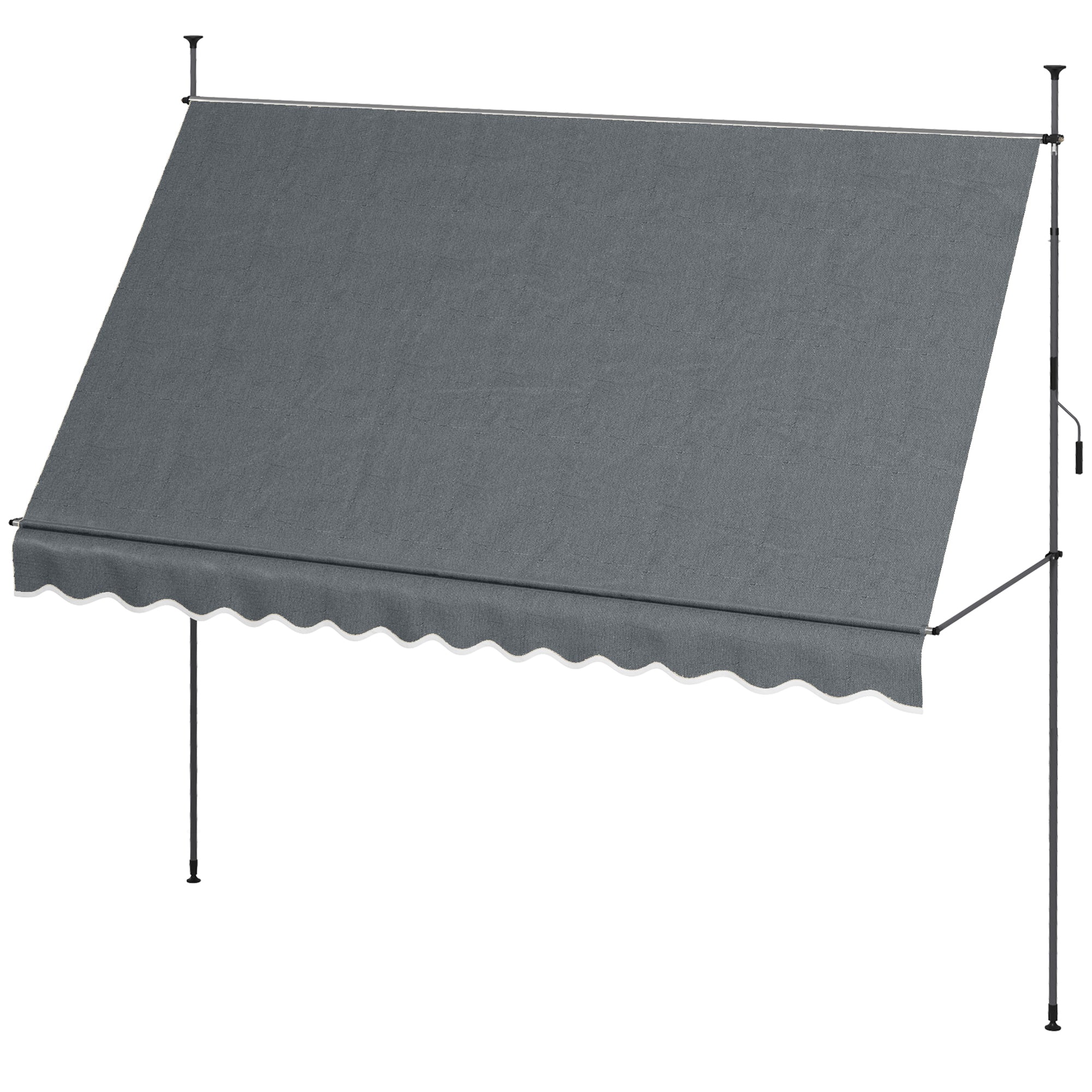 11.5' x 4' Manual Retractable Awning, Non-Screw Freestanding Patio Awning, UV Resistant, for Window or Door, Dark Grey