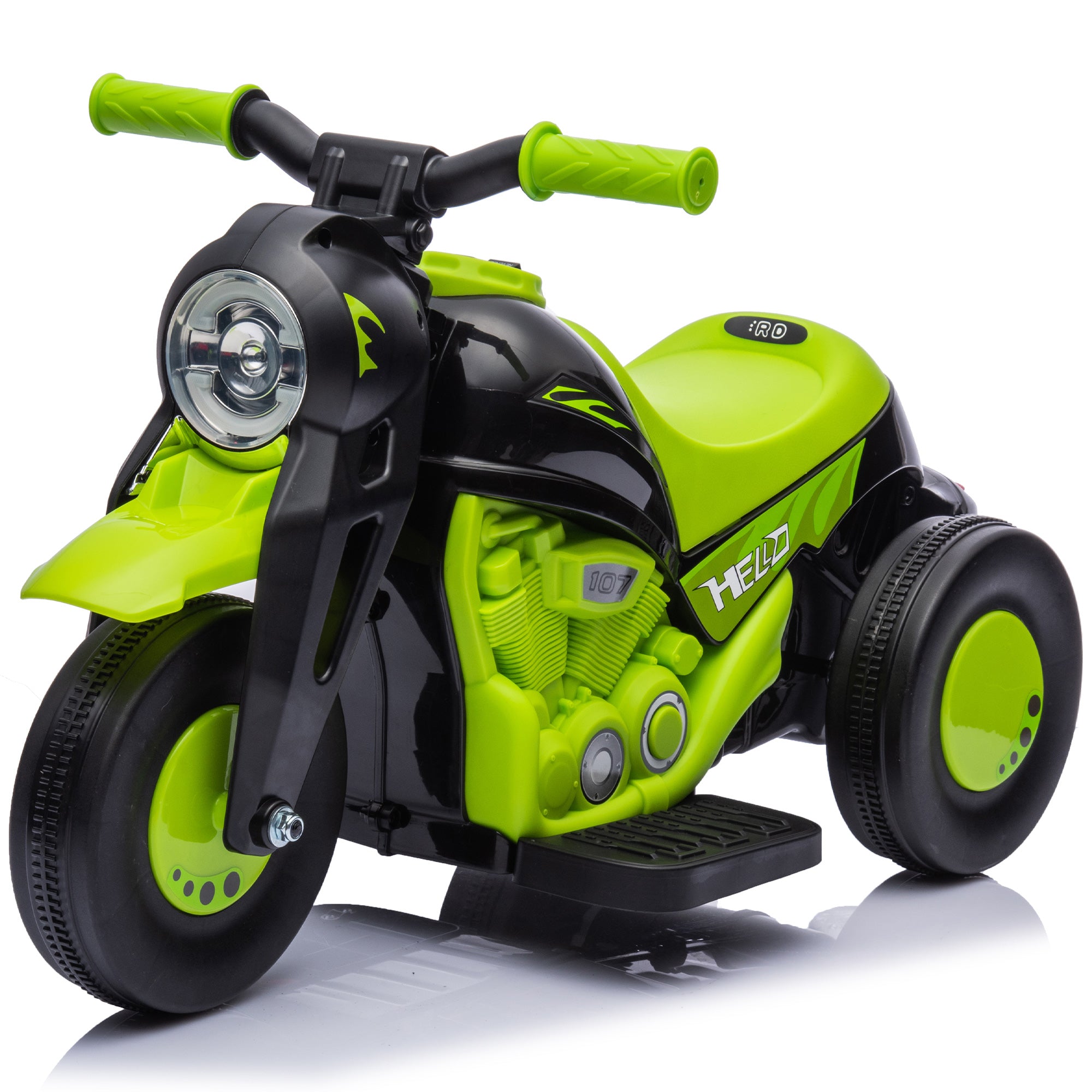 Qaba Electric Motorcycle for Kids, 6V Ride on Bubble Car with LED Headlight, Music, Pedal, for 2-5 Years Green