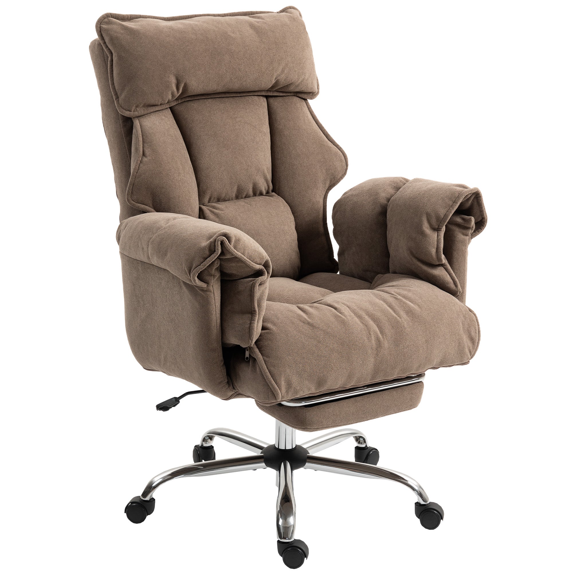 Desk Chair, Computer Office Chair with Footrest, Adjustable Backrest and Headrest, Light Brown