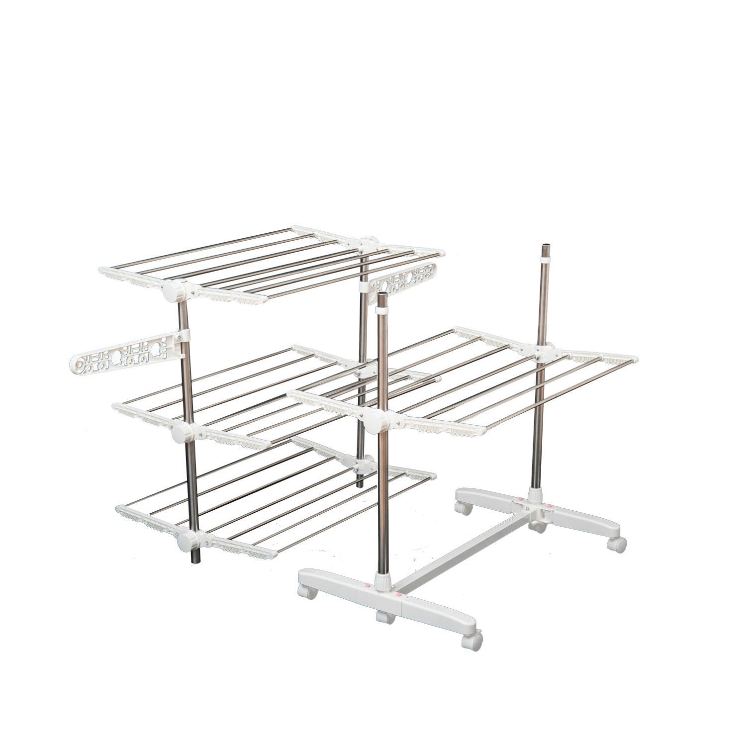 4 Layers Folding Laundry Rack Stand Dryer Storage Towel Rack Rolling