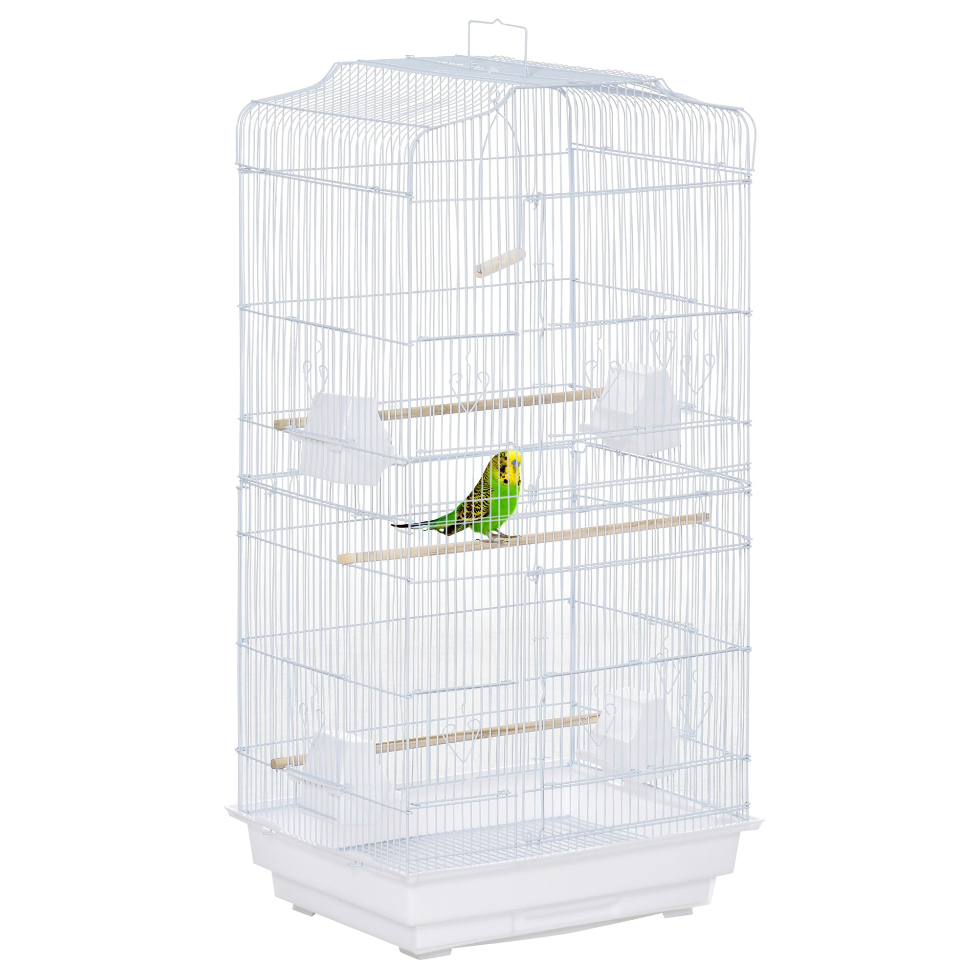 36" Bird Cage, Macaw Play House, Cockatoo, Parrot, Finch Flight Cage, 2 Doors, Perch 4 Feeder Pet Supplies, White