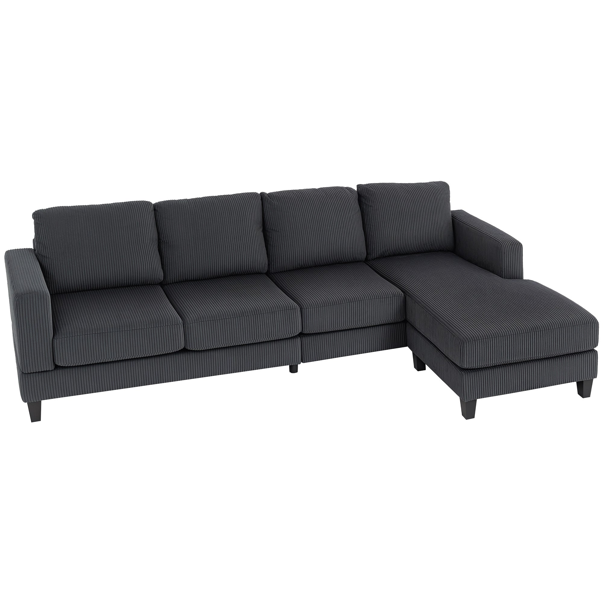 L Shaped Couch, L Shape Sofa with Chaise Lounge and Spring Cushion for Living Room, Bedroom, Charcoal Grey