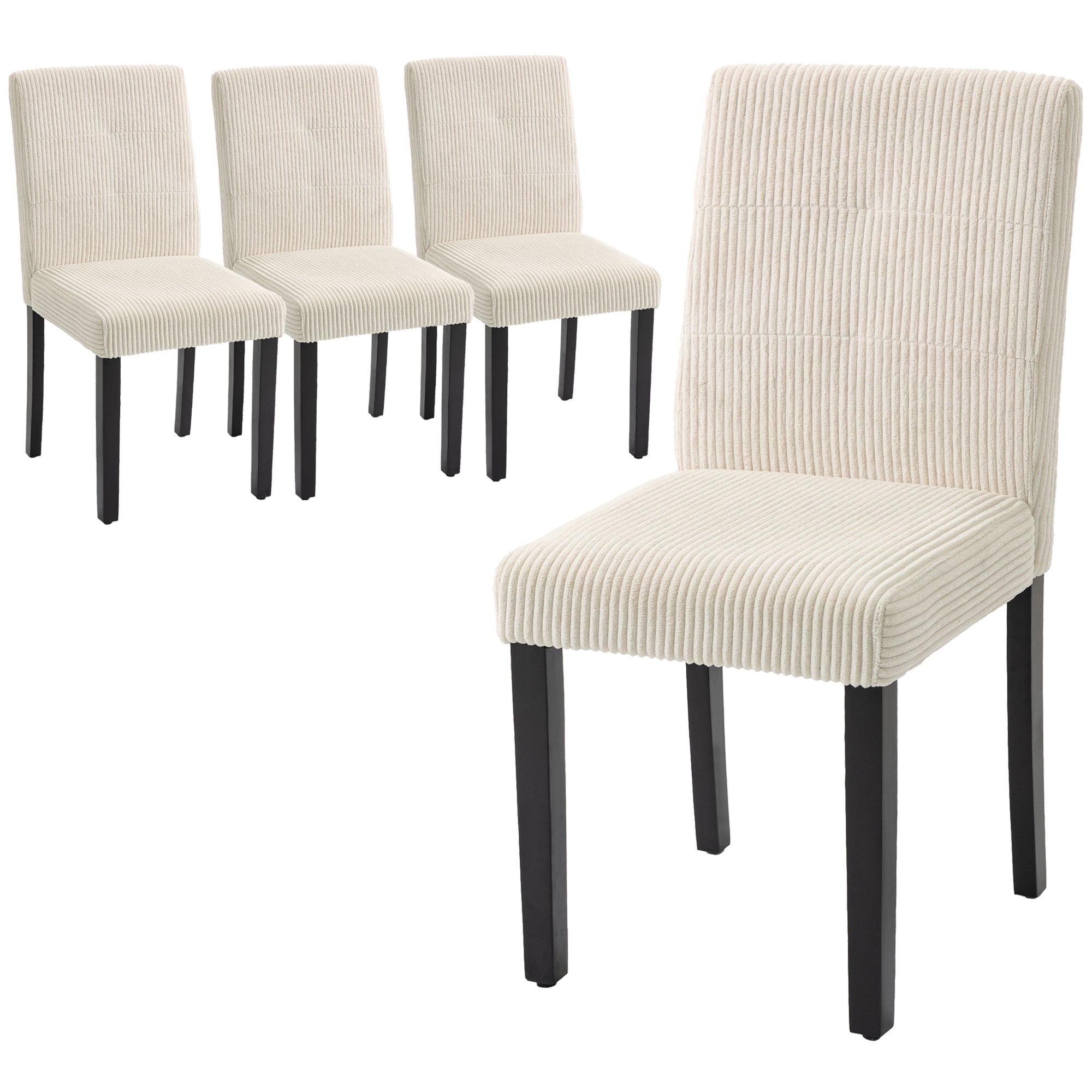 Modern Dining Chairs Set of 4, Kitchen Chairs with Rubberwood Legs and Padded Seat, Beige