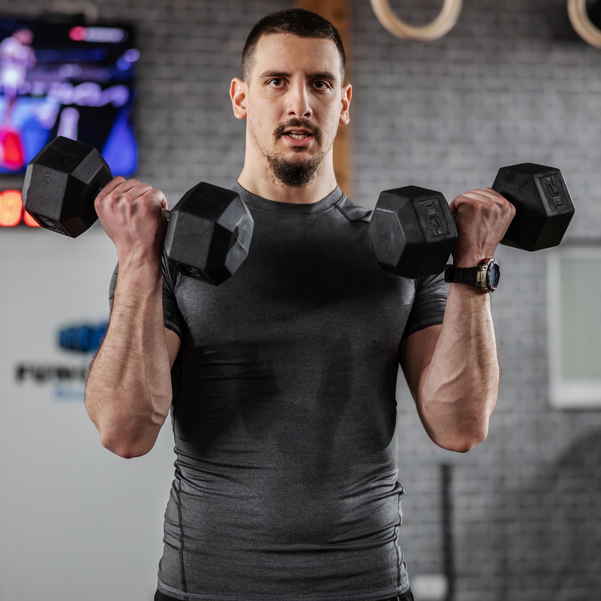 Soozier Rubber Dumbbells Weight Set, Total 24lbs, 12lbs Each, Dumbbell Hand Weight for Body Fitness Training for Home Office Gym, Black