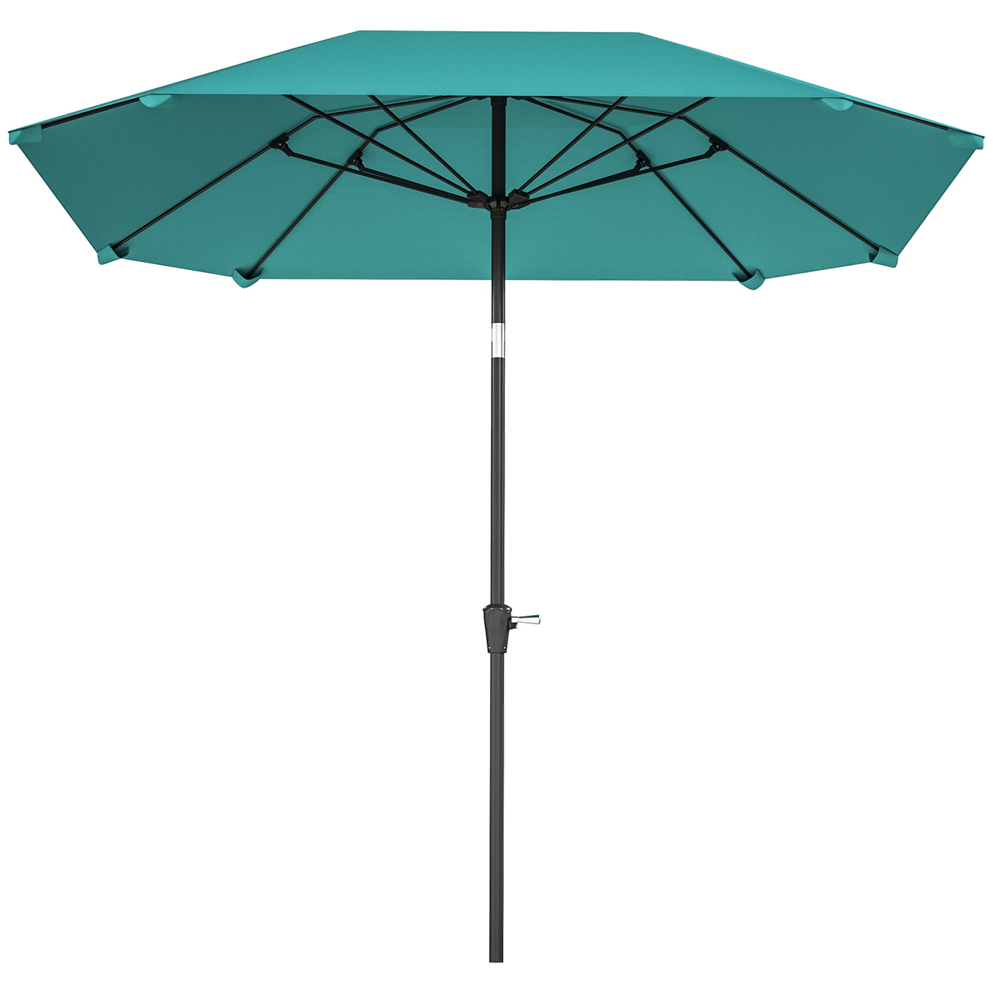 7.6FT Aluminum Patio Umbrella Parasol 8 Ribs Outdoor Market Umbrella with Crank, Push Button Tilt for Deck, Backyard and Lawn, Sky Blue