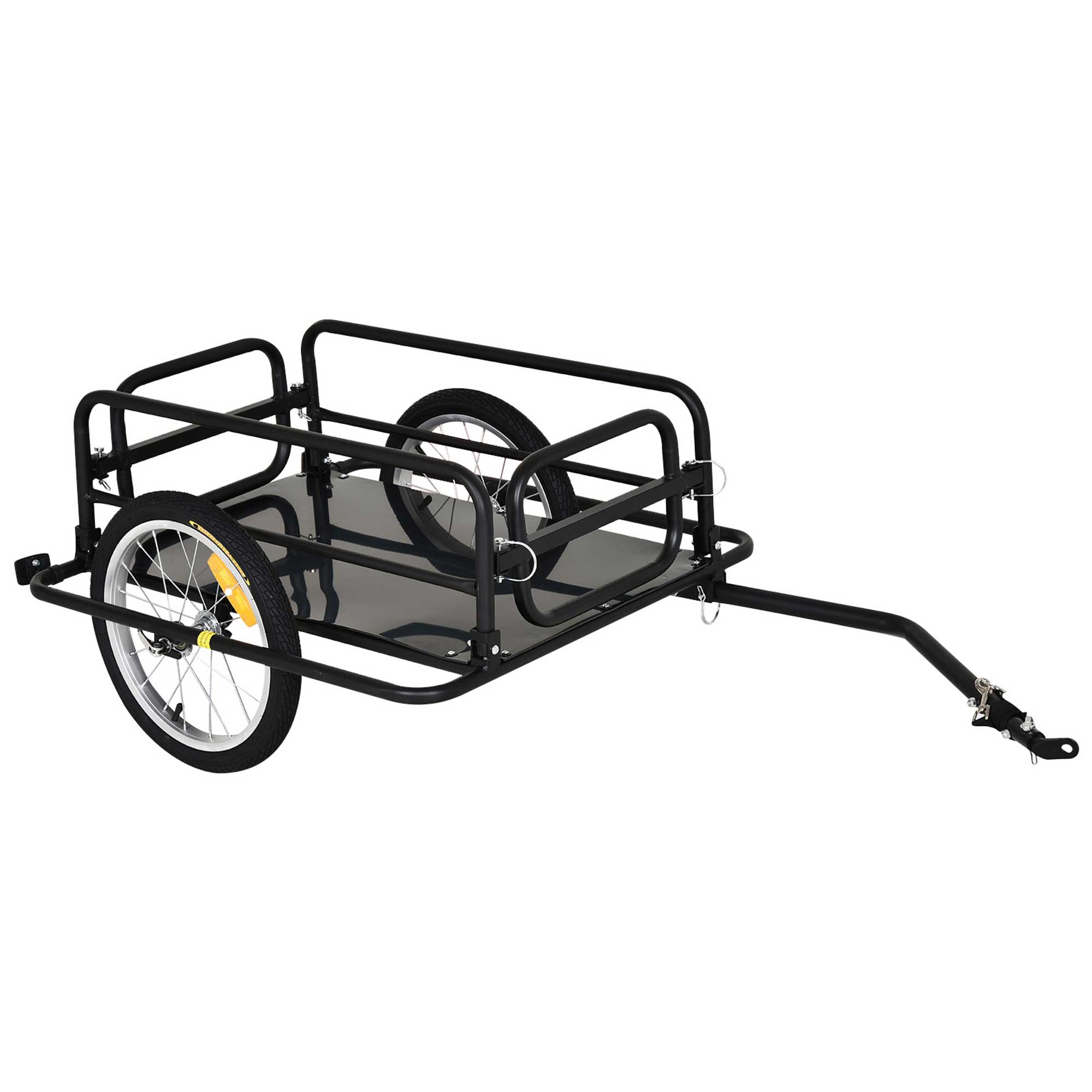 Aosom Folding Bicycle Cargo Trailer Utility Bike Cart Travel Luggage Carrier Garden Patio Tool New, Black