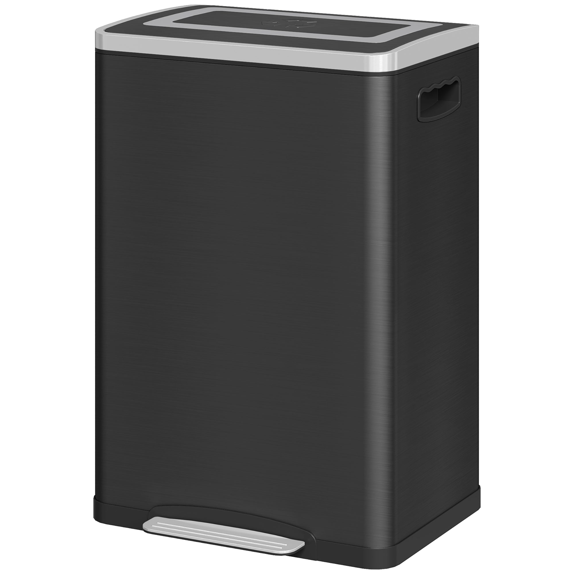 2 x 20 Liter Garbage Bin, Stainless Steel Garbage Can with Soft-Close Lid and Removable Inner Buckets, Black