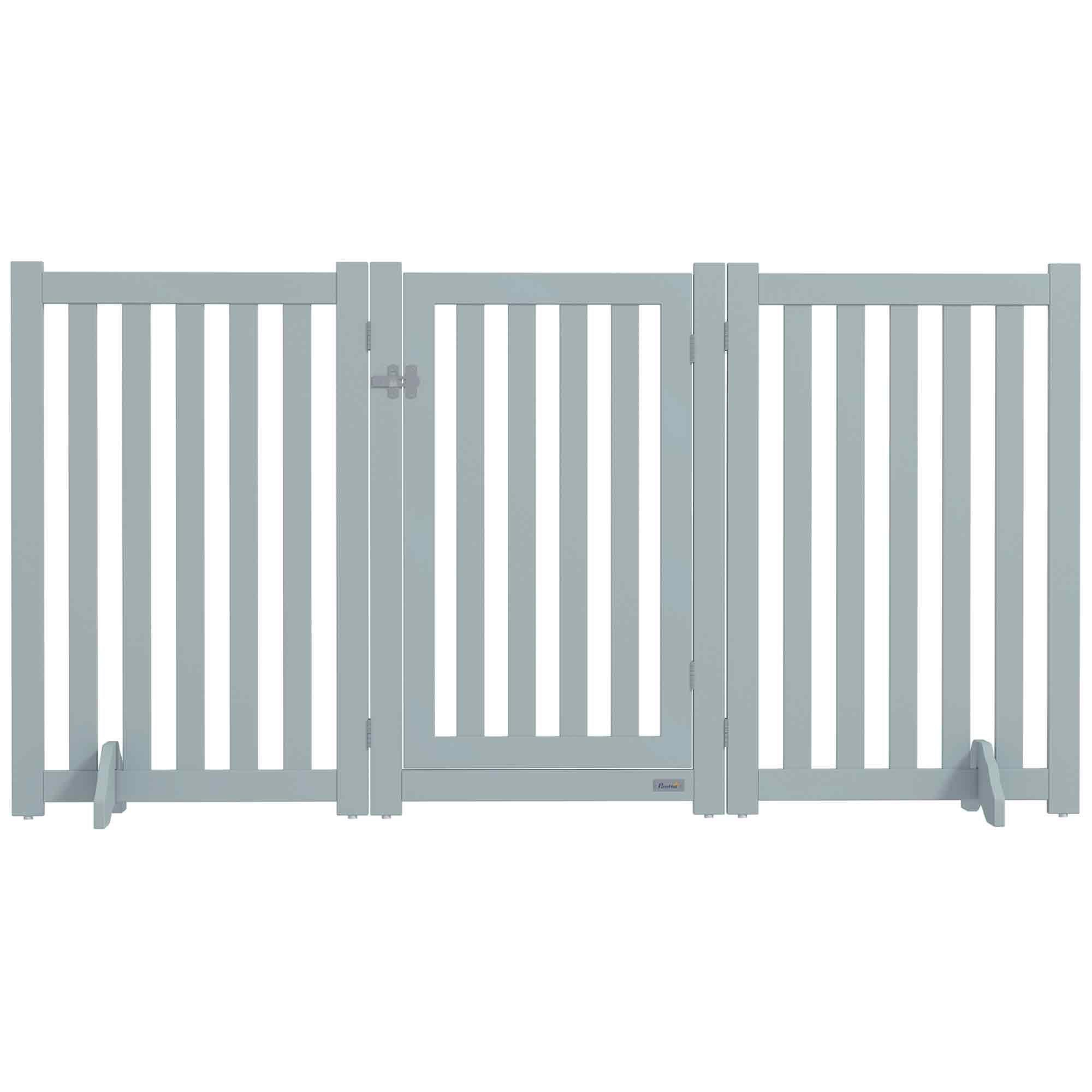 3-Panel Foldable Dog Gate with Feet for Medium Dogs and Below, Grey