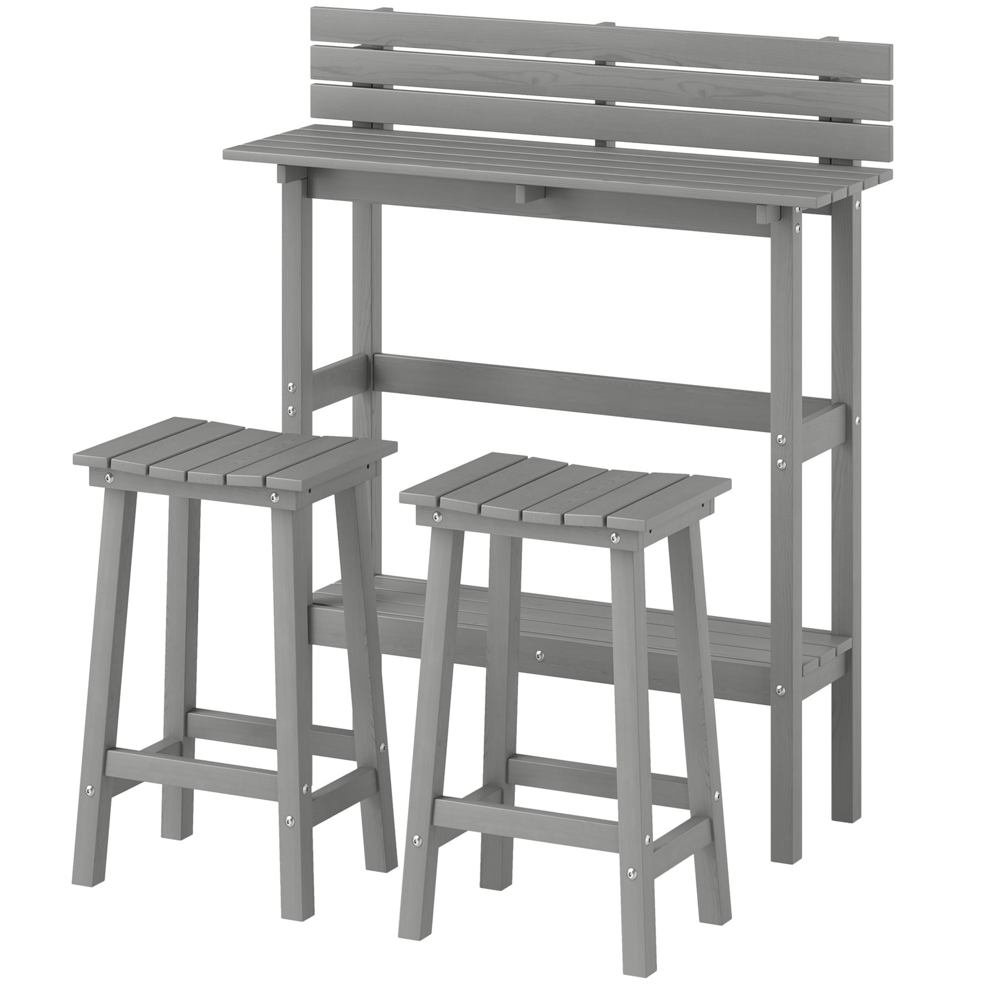 3 Piece Patio Bar Set with 43"H Bar Table and 2 Bar Stools, for Balcony, Backyard, Porch