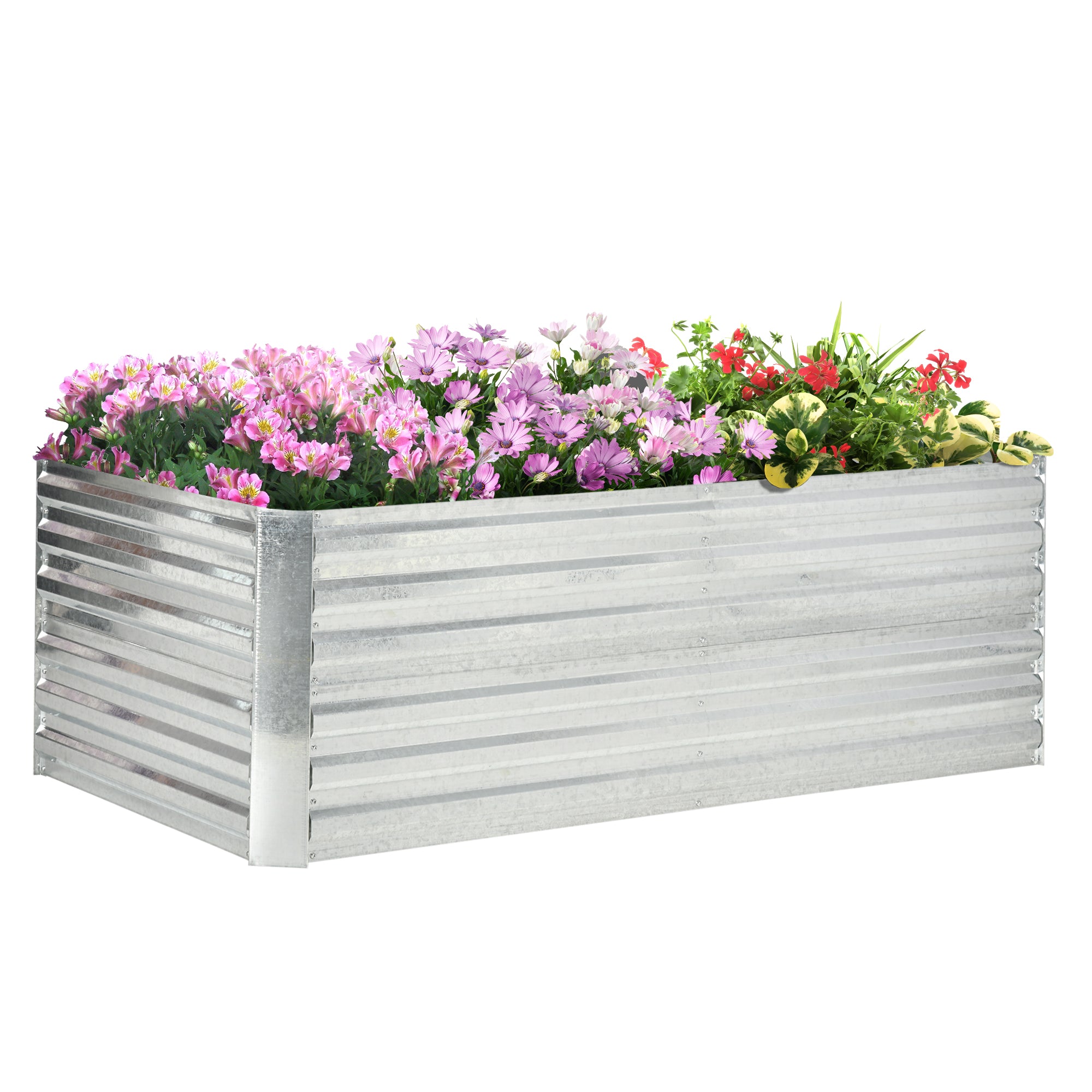 Galvanized Raised Garden Bed, Steel Outdoor Planters with Reinforced Rods, 71'' x 35'' x 23'', Silver