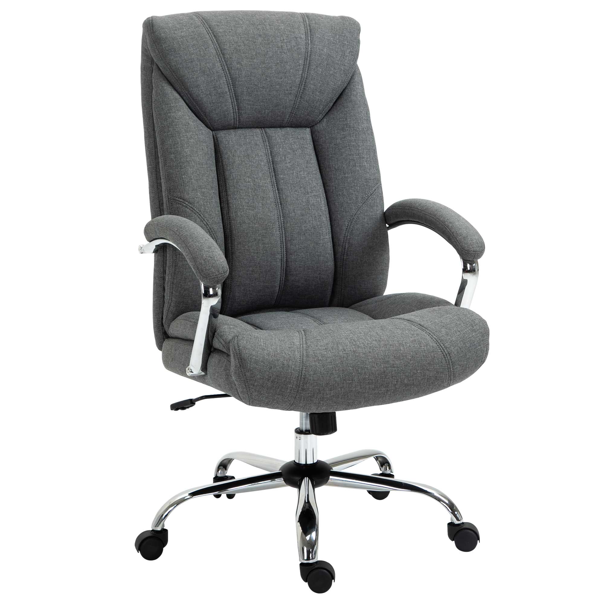 High Back Swivel Office Chair Task Ergonomic Linen Fabric Computer Chair, with Arm, Adjustable Height, Grey
