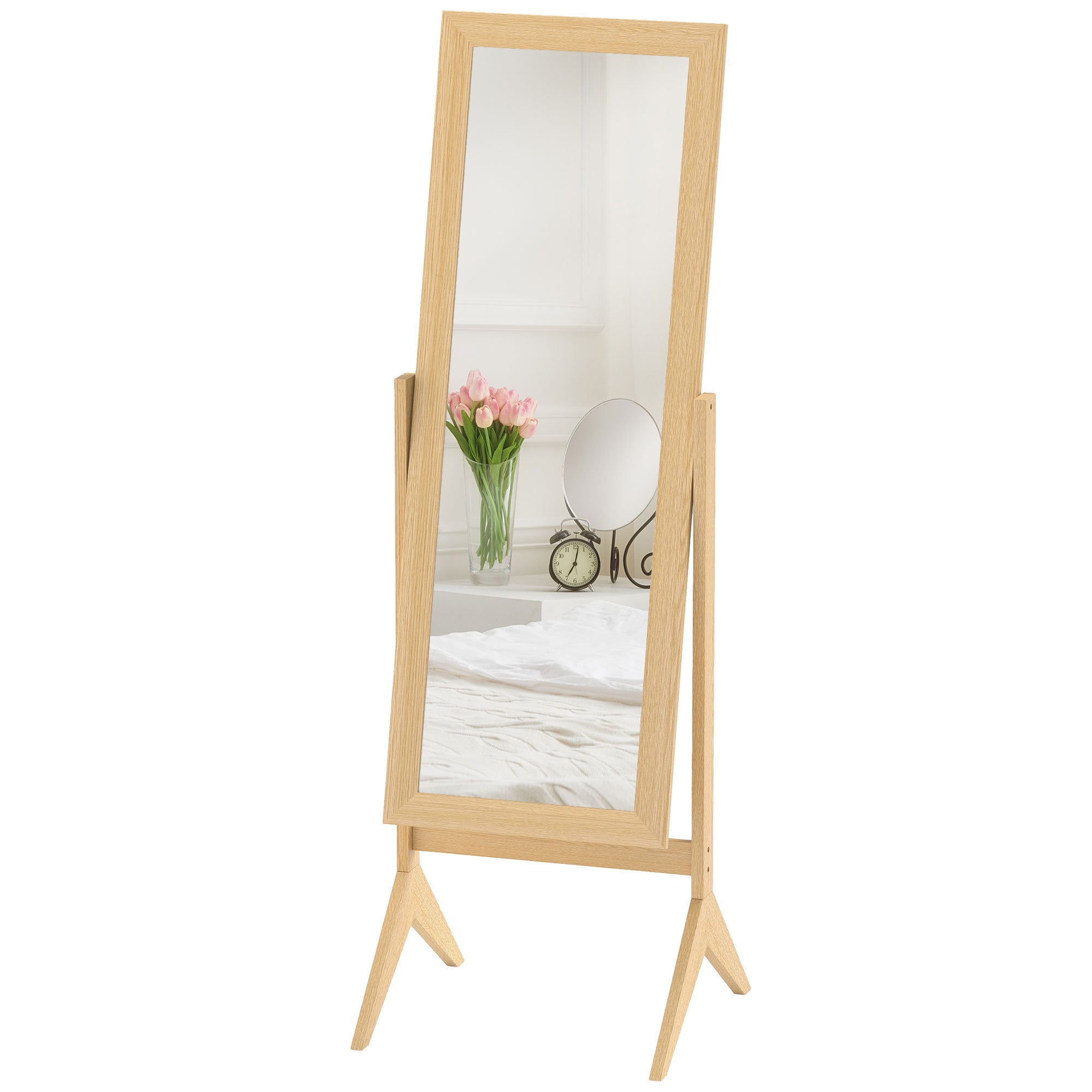 Adjustable Angle Dressing Full Length Mirror, Oak