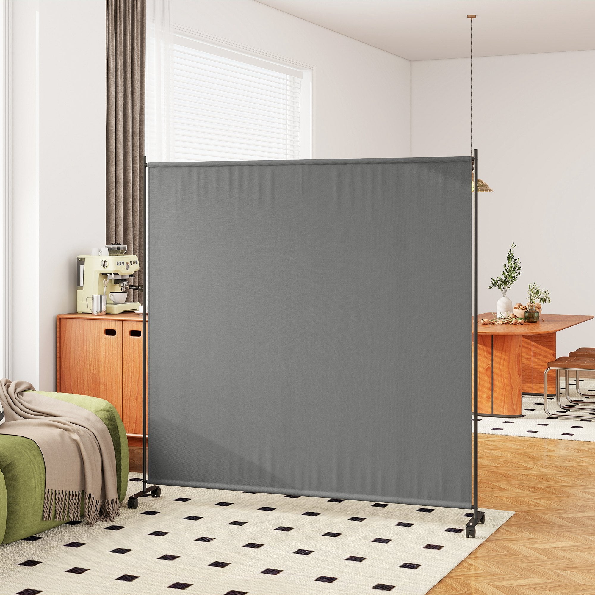 Indoor Room Divider with Castor Wheels, Rolling Privacy Screen for Home Office Bedroom, 6ft Tall