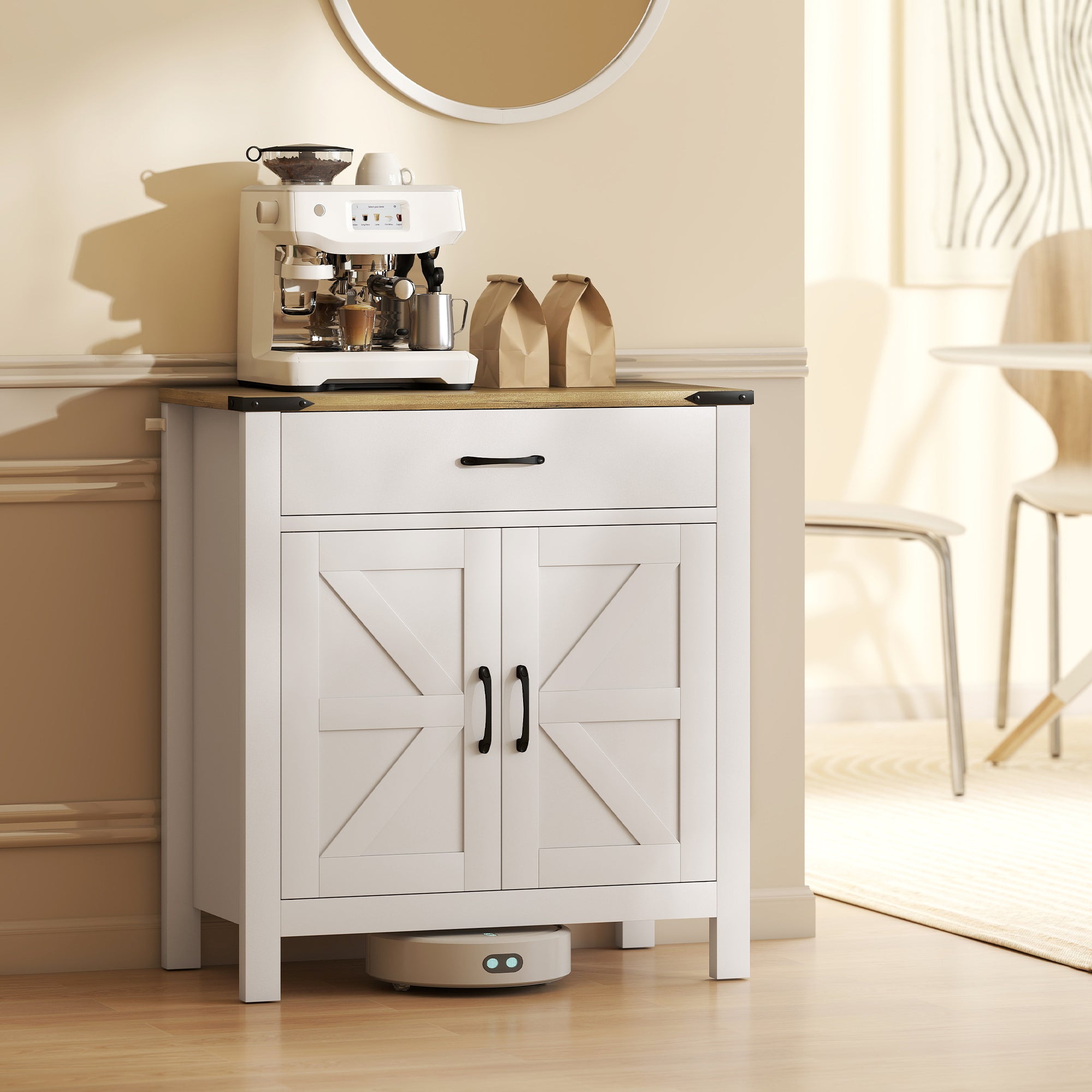 Sideboard Buffet Cabinet, Farmhouse Kitchen Storage Cabinet w/ Drawer and Shelf for Living Room, Entryway