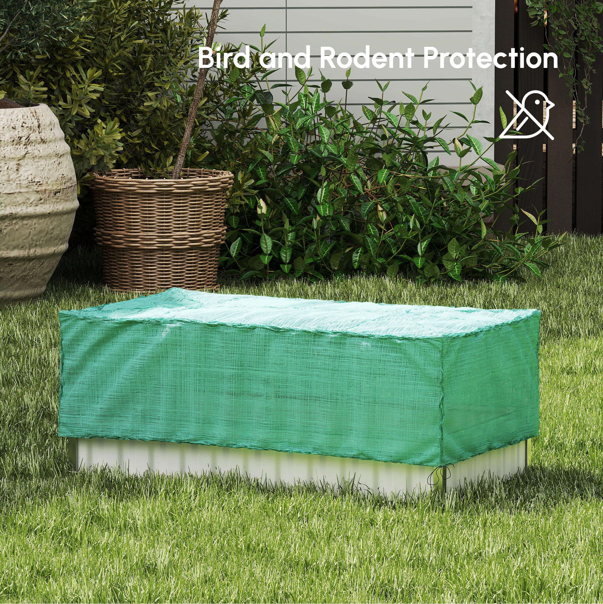 Raised Garden Bed, 5.7 x 3 x 2.3ft Steel Planter Box Outdoor with Cover, Gloves for Growing Vegetables, Flowers, Herbs, Green