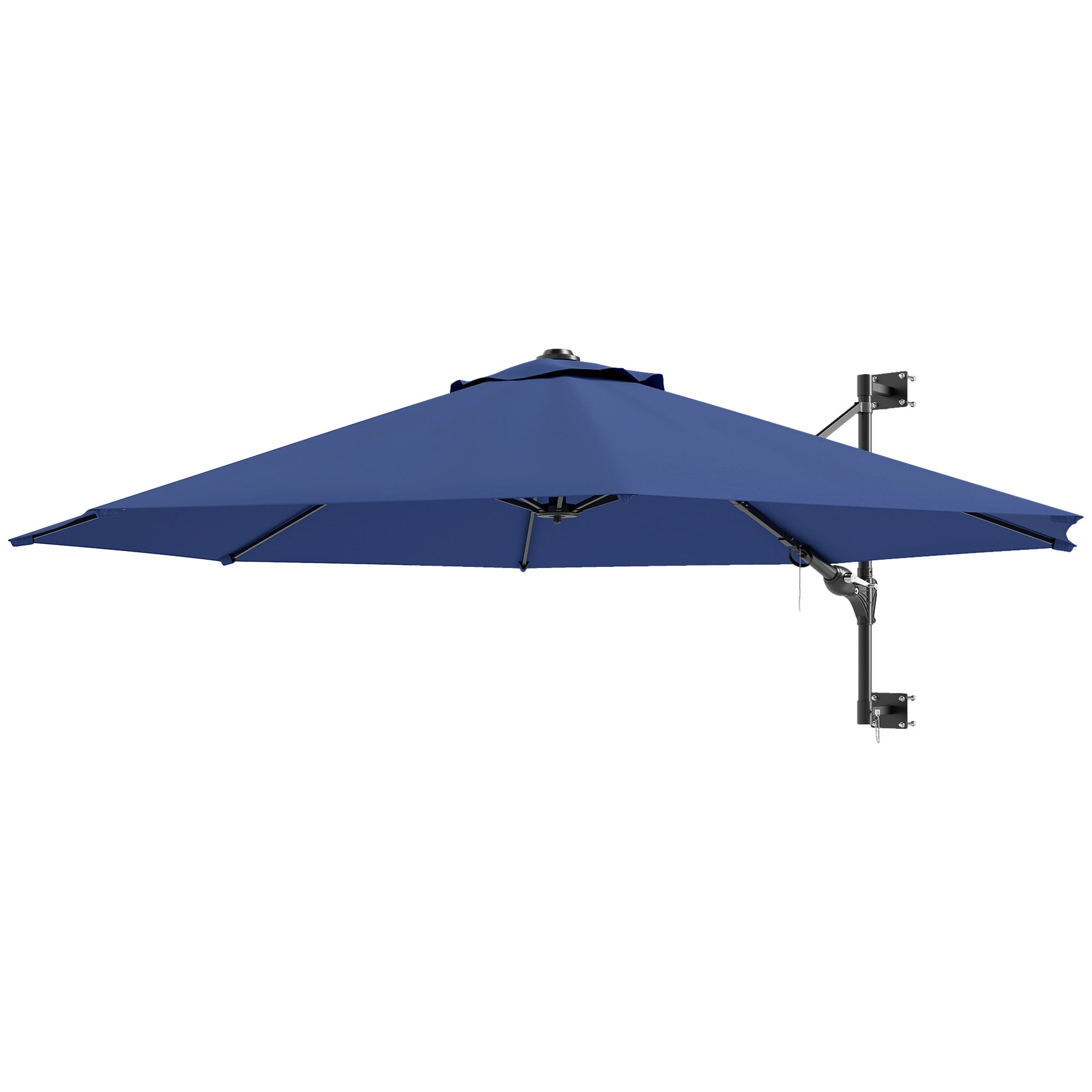 9.6 x 9.6 ft Wall Mounted Umbrella with Rotate, Patio Market Umbrella Parasol for Outdoor with Crank, Dark Blue