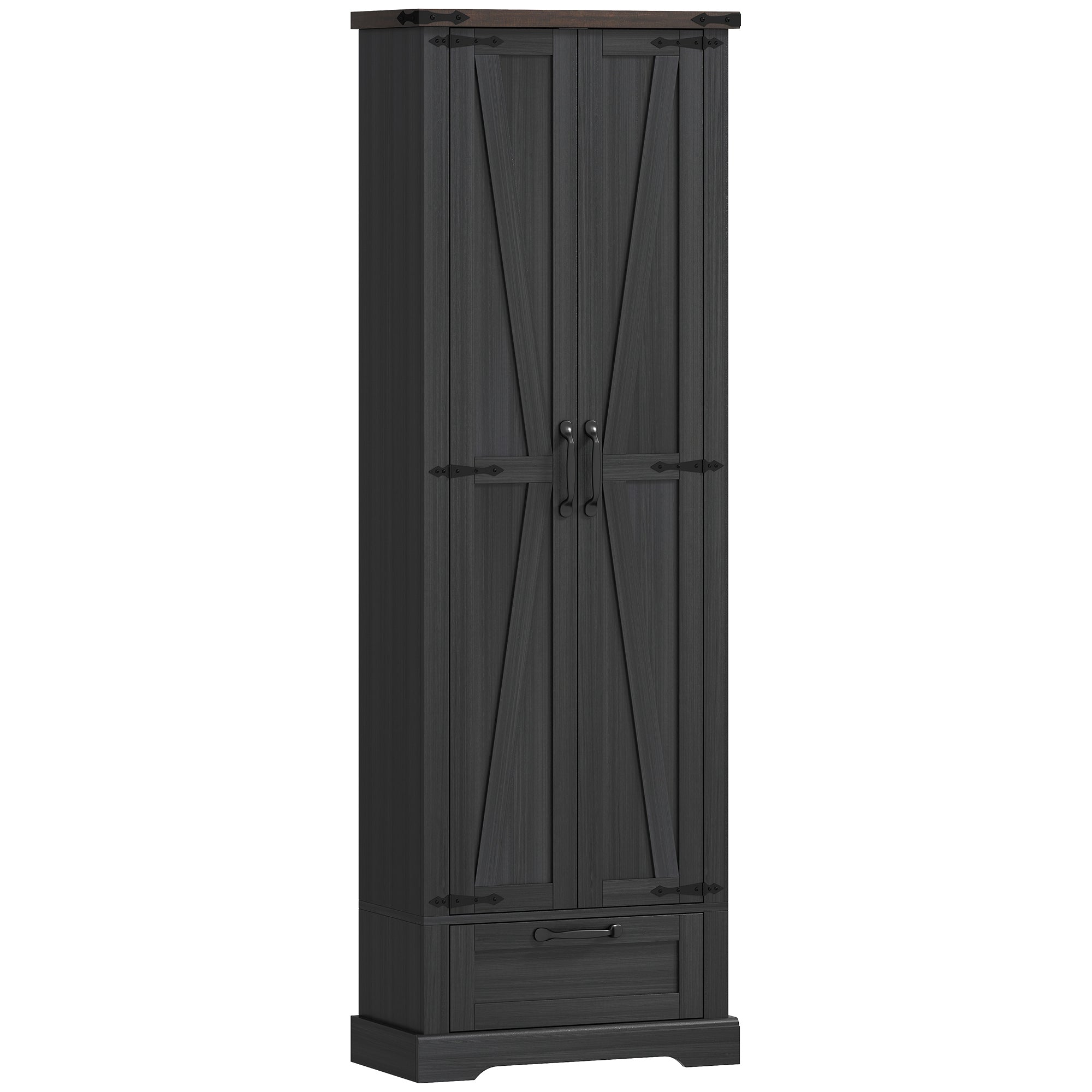 71" Pantry Cabinet, Kitchen Storage Cabinet with Adjustable Shelves, 2 Doors and Drawer for Dining Room, Black