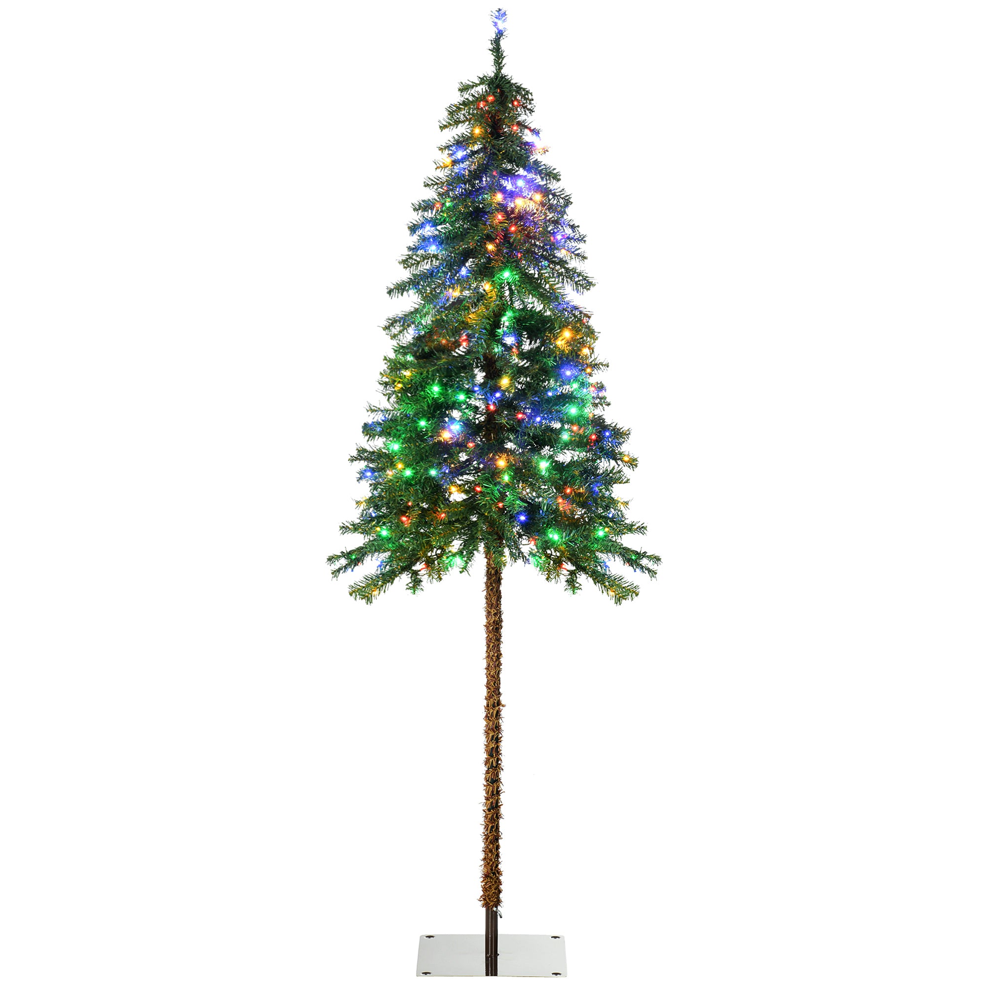 6' Artificial Christmas Tree with Warm White or Colourful LED Lights, Pencil Shape, Steel Base