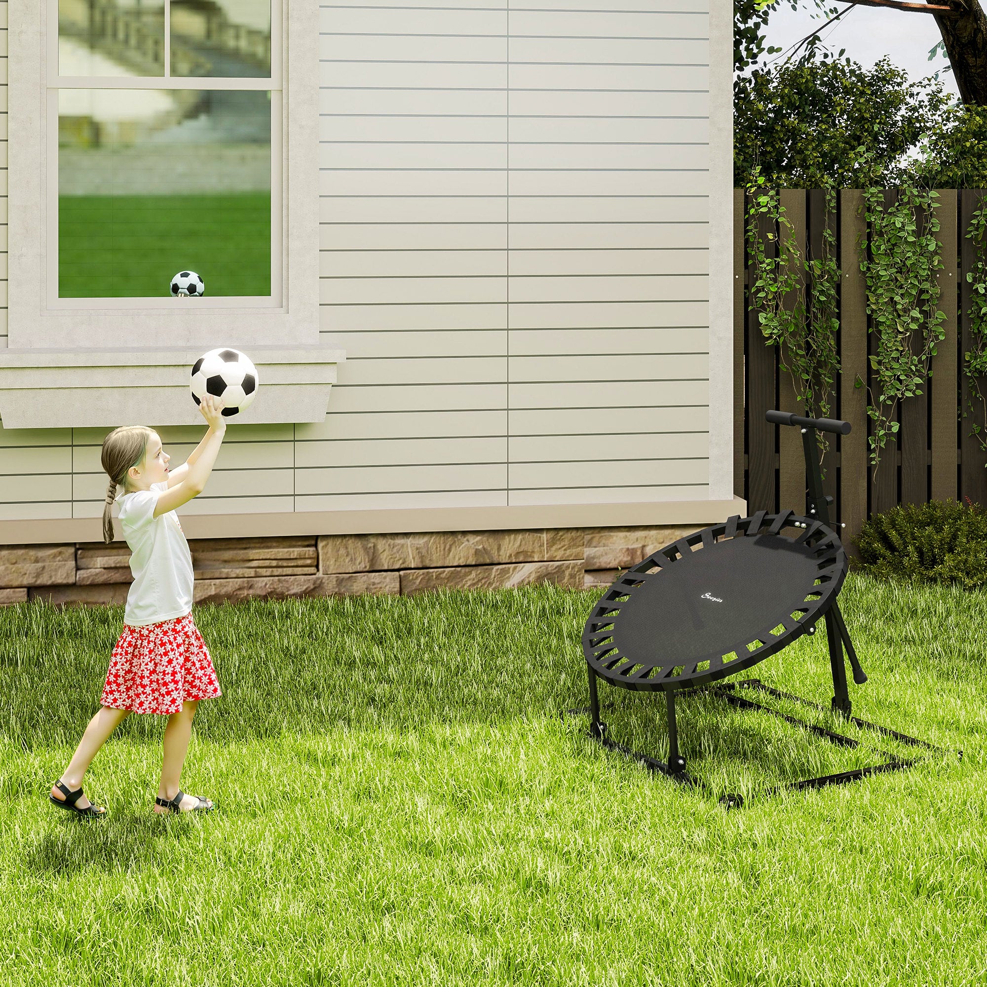 Soozier 2-in-1 38" Rebounder Trampoline for Adult, 8-Angle Adjustable Baseball Volleyball Soccer Rebounder Fitness Trampoline