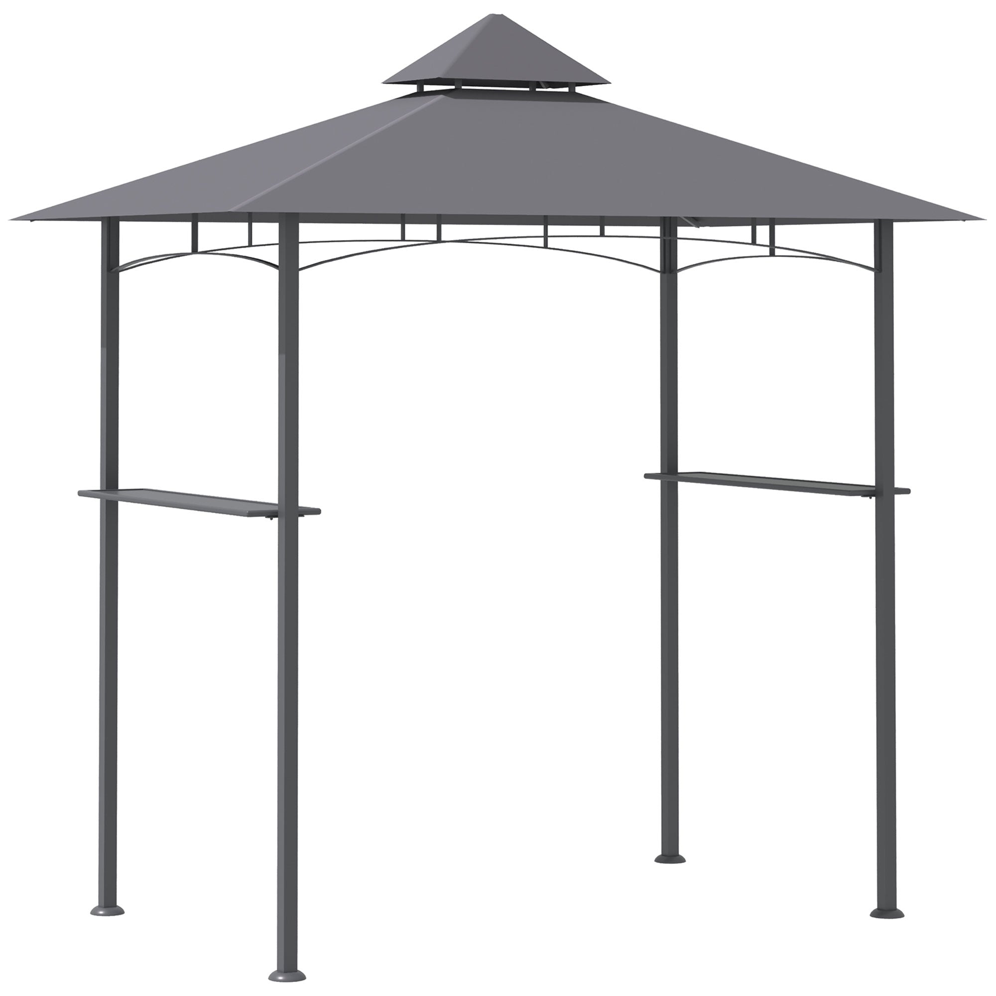 8' x 5' BBQ Grill Gazebo Tent with Double Tiered Canopy for Outdoor Sun Shade, Grey
