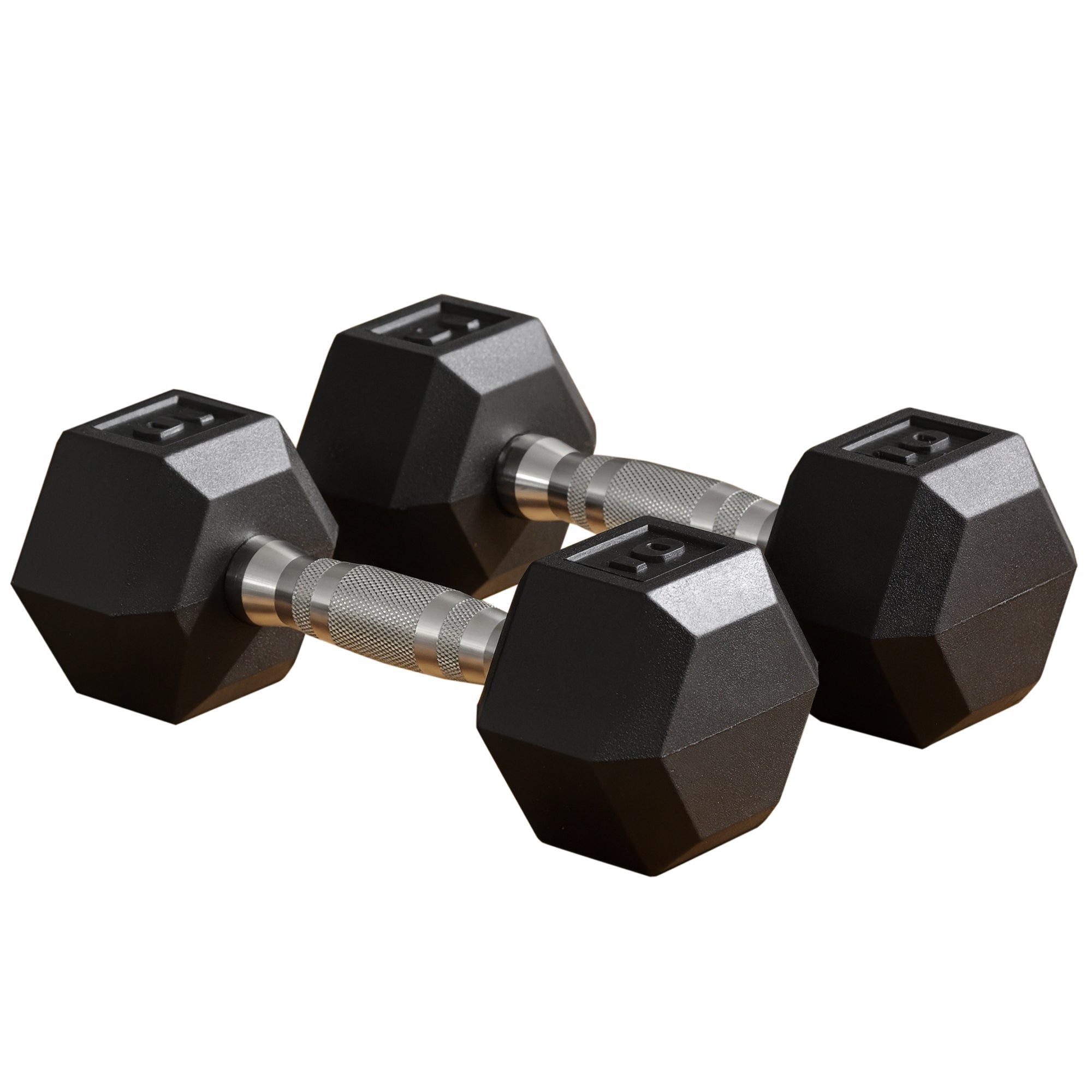 Soozier Rubber Dumbbells Weight Set, Total 20lbs, 10lbs Each, Dumbbell Hand Weight for Body Fitness Training for Home Office Gym, Black