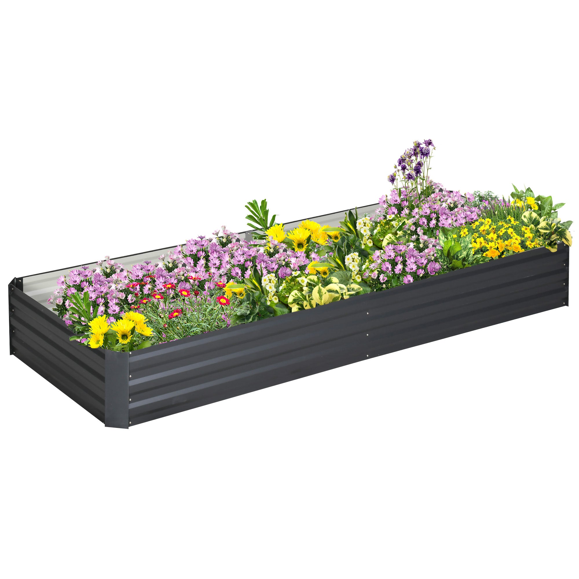 95" x 36" x 12" Galvanized Raised Garden Bed, Metal Elevated Planter Box for Growing Flowers, Herbs, Succulents, Grey