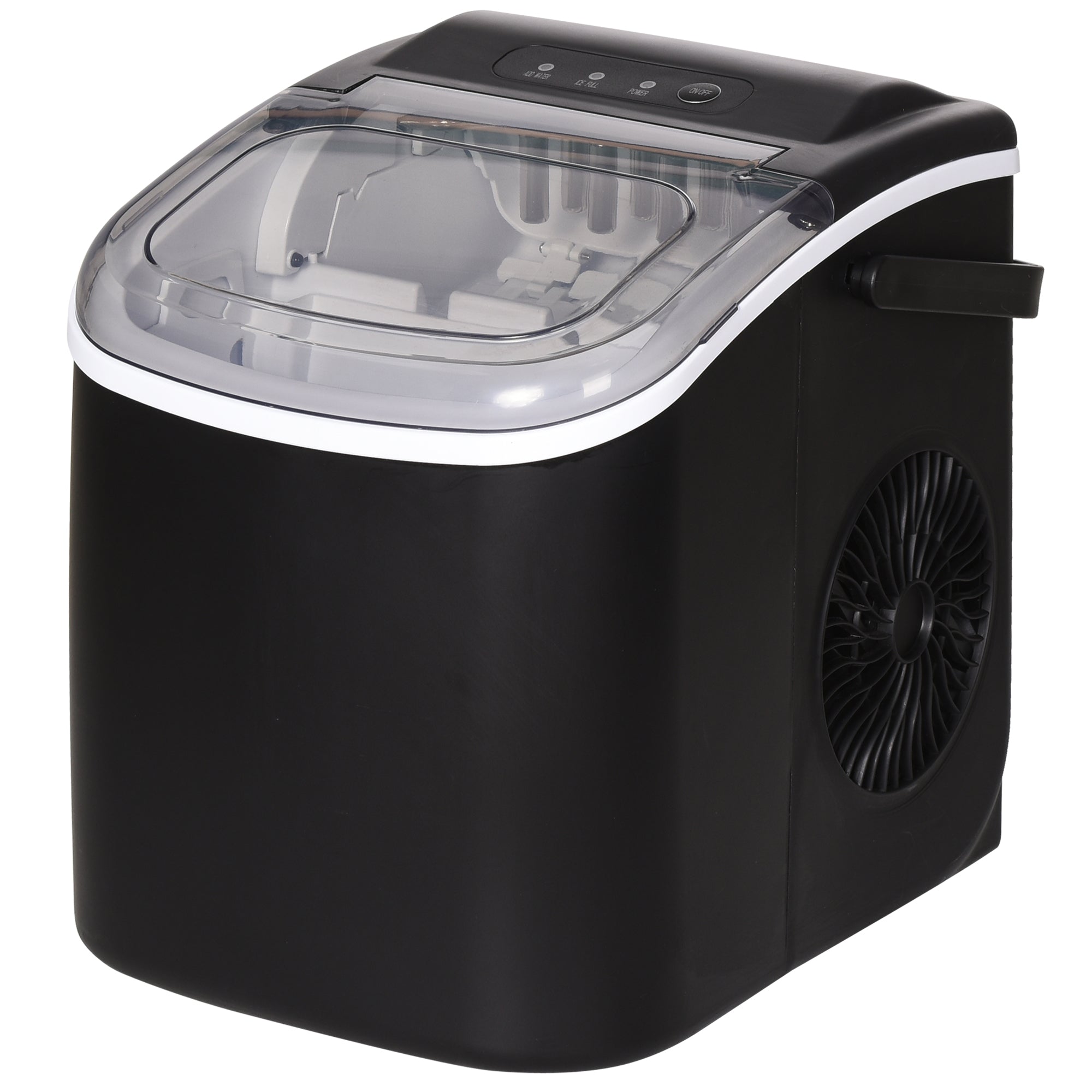 Portable Ice Maker Countertop with Handle, Self Cleaning Ice Maker Machine with Scoop and Basket, 26lbs/24Hrs, Black