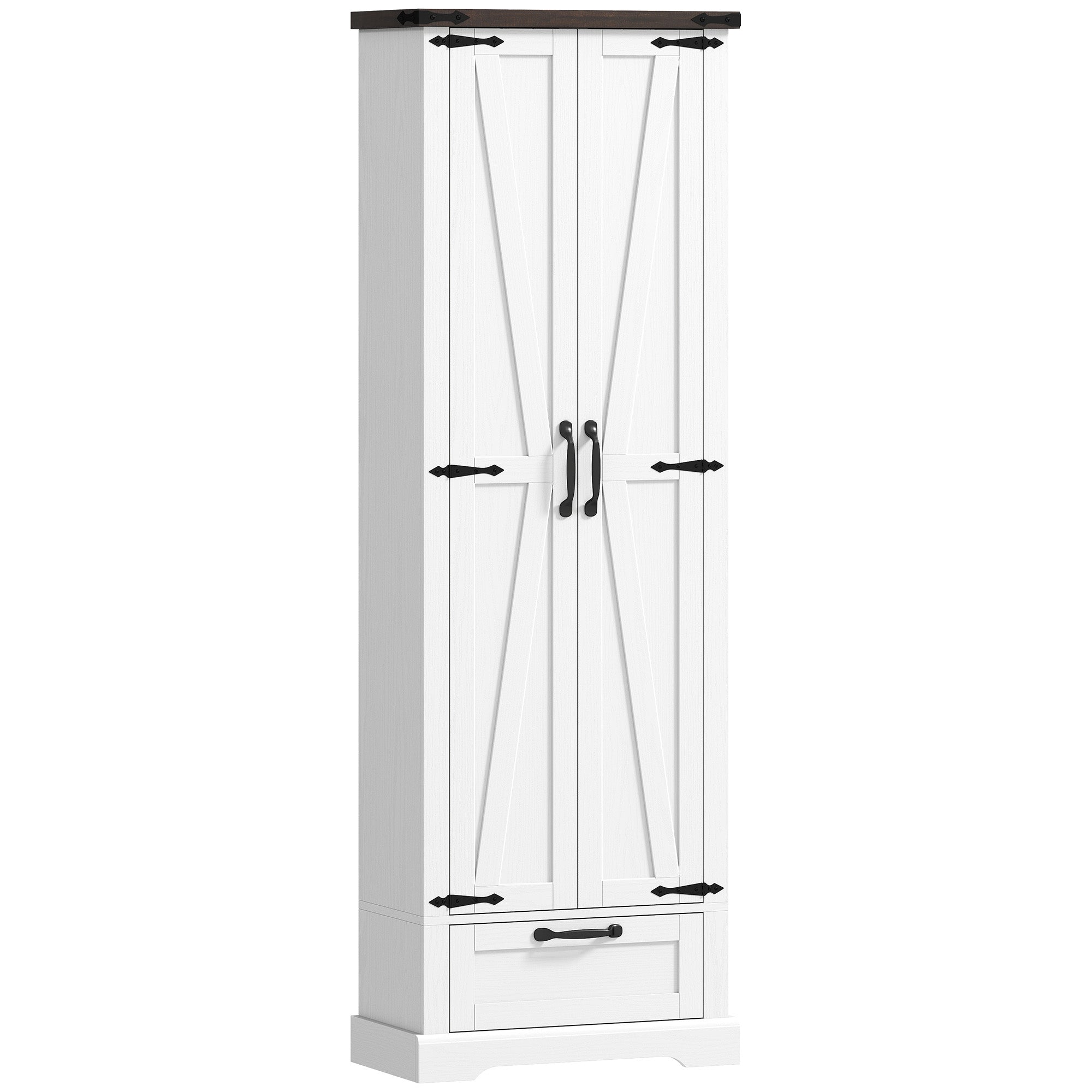71" Pantry Cabinet, Kitchen Storage Cabinet with Adjustable Shelves, 2 Doors and Drawer for Dining Room, White