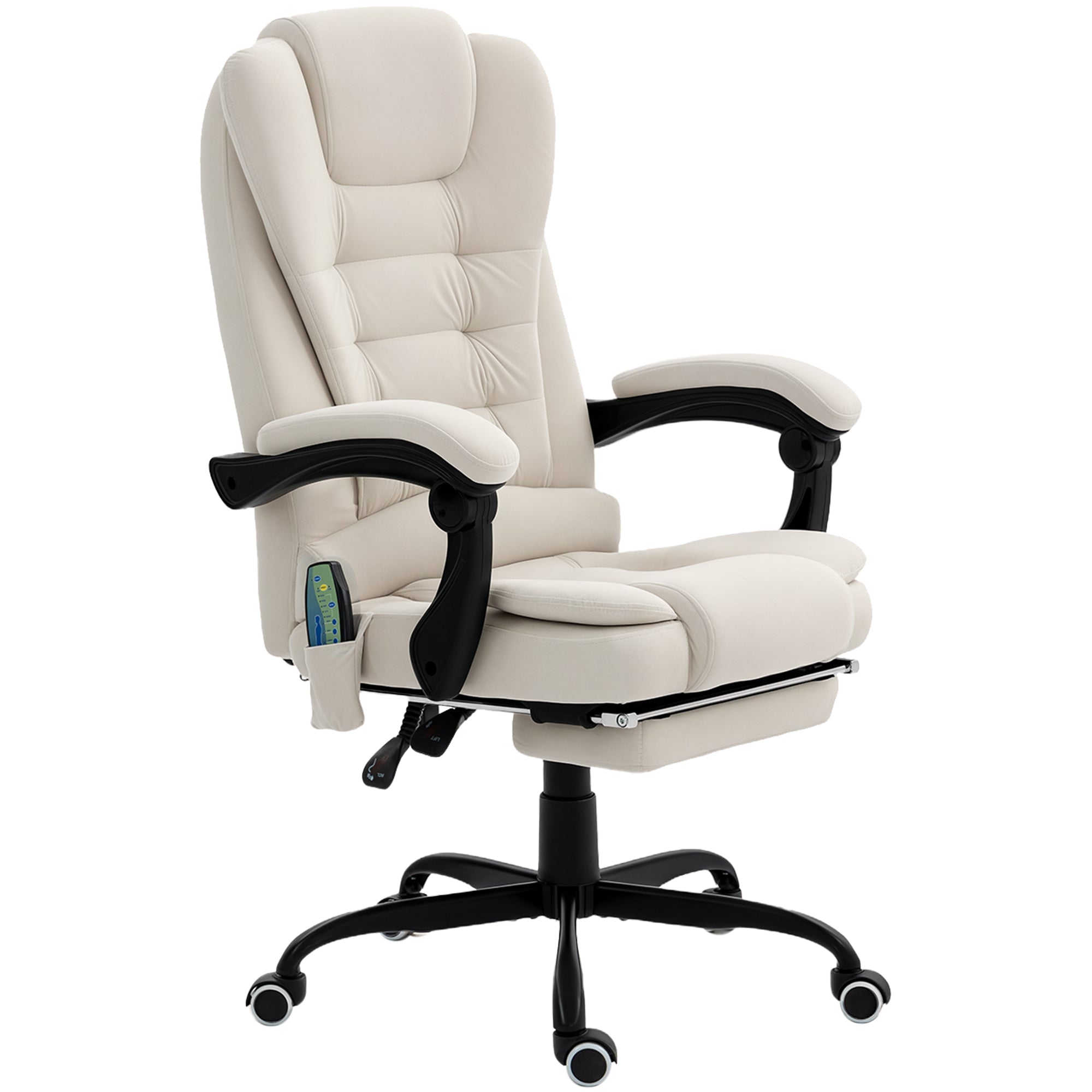 7-Point Vibrating Massage Chair, Reclining Office Chair with Footrest, Reclining Back, Adjustable Height, Beige