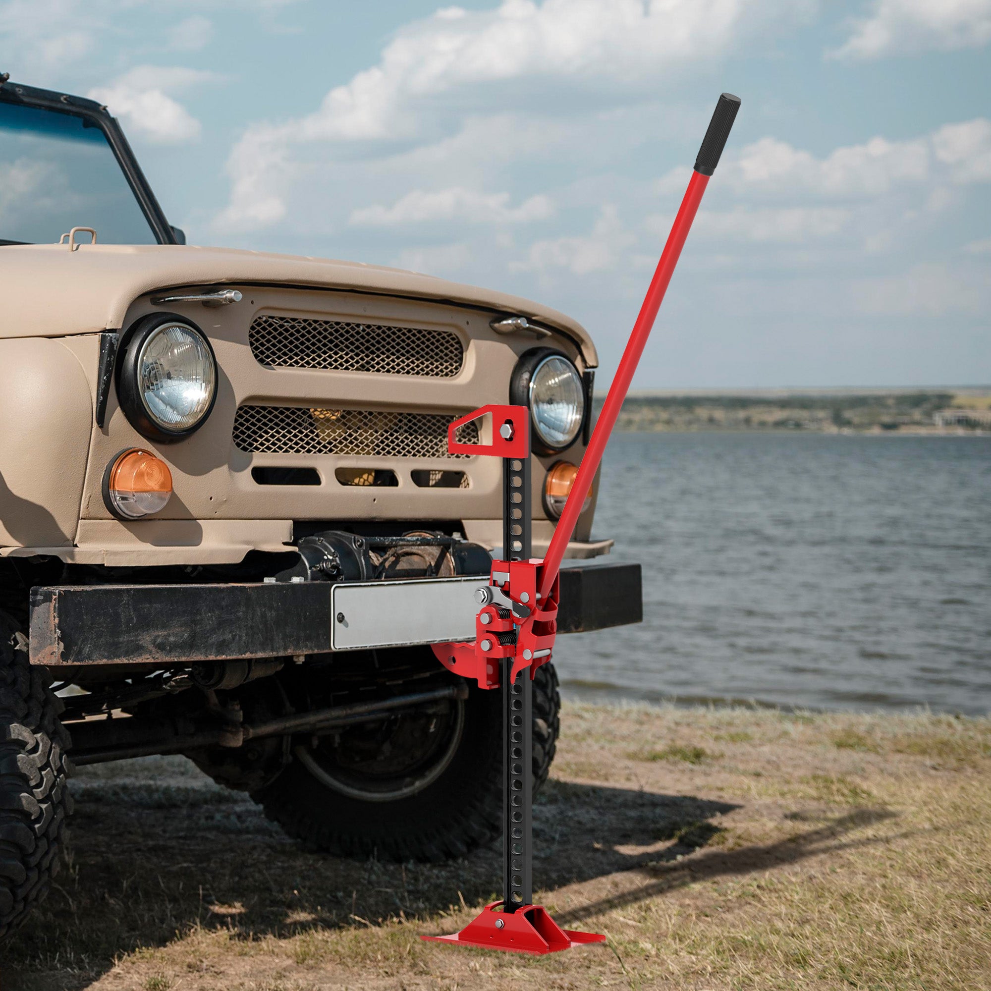 3 Tonne/6600 lb Farm Jack, 48" High Lift Jack for 4x4 Tractors Trucks Agricultural Lifting, Red