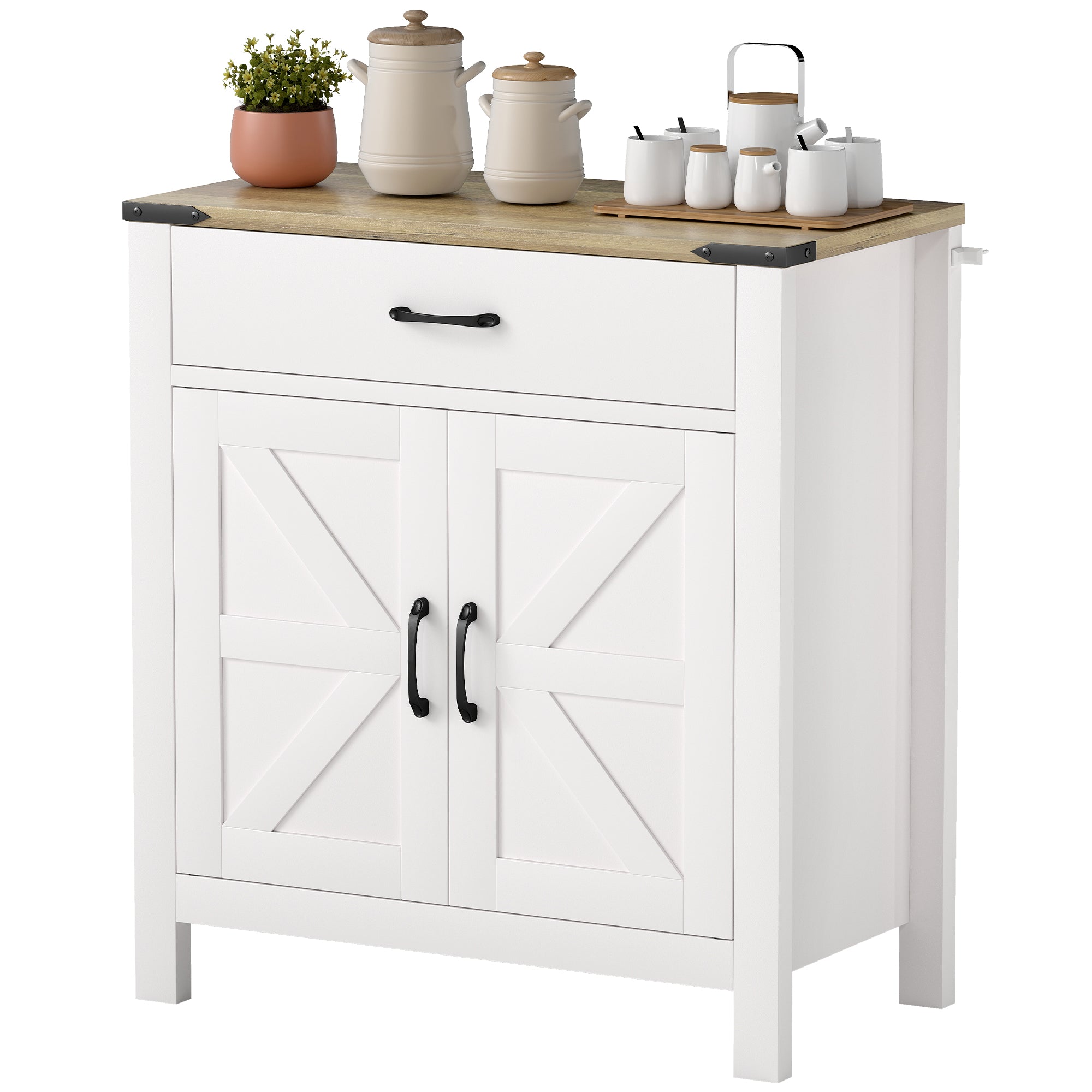 Sideboard Buffet Cabinet, Farmhouse Kitchen Storage Cabinet w/ Drawer and Shelf for Living Room, Entryway