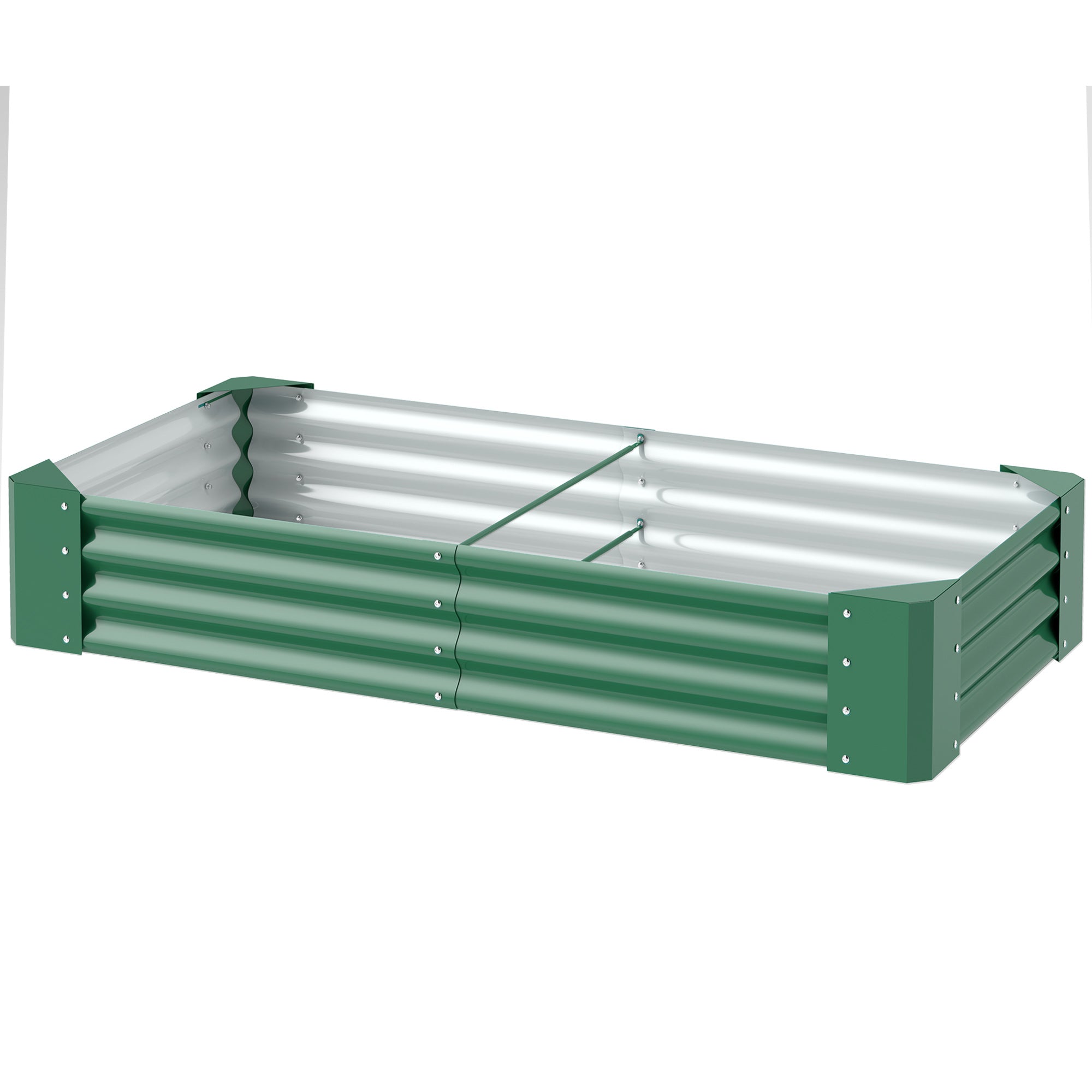 6 x 3 x 1ft Galvanized Raised Garden Bed, Reinforced Outdoor Planter Box with Open Bottom, Green