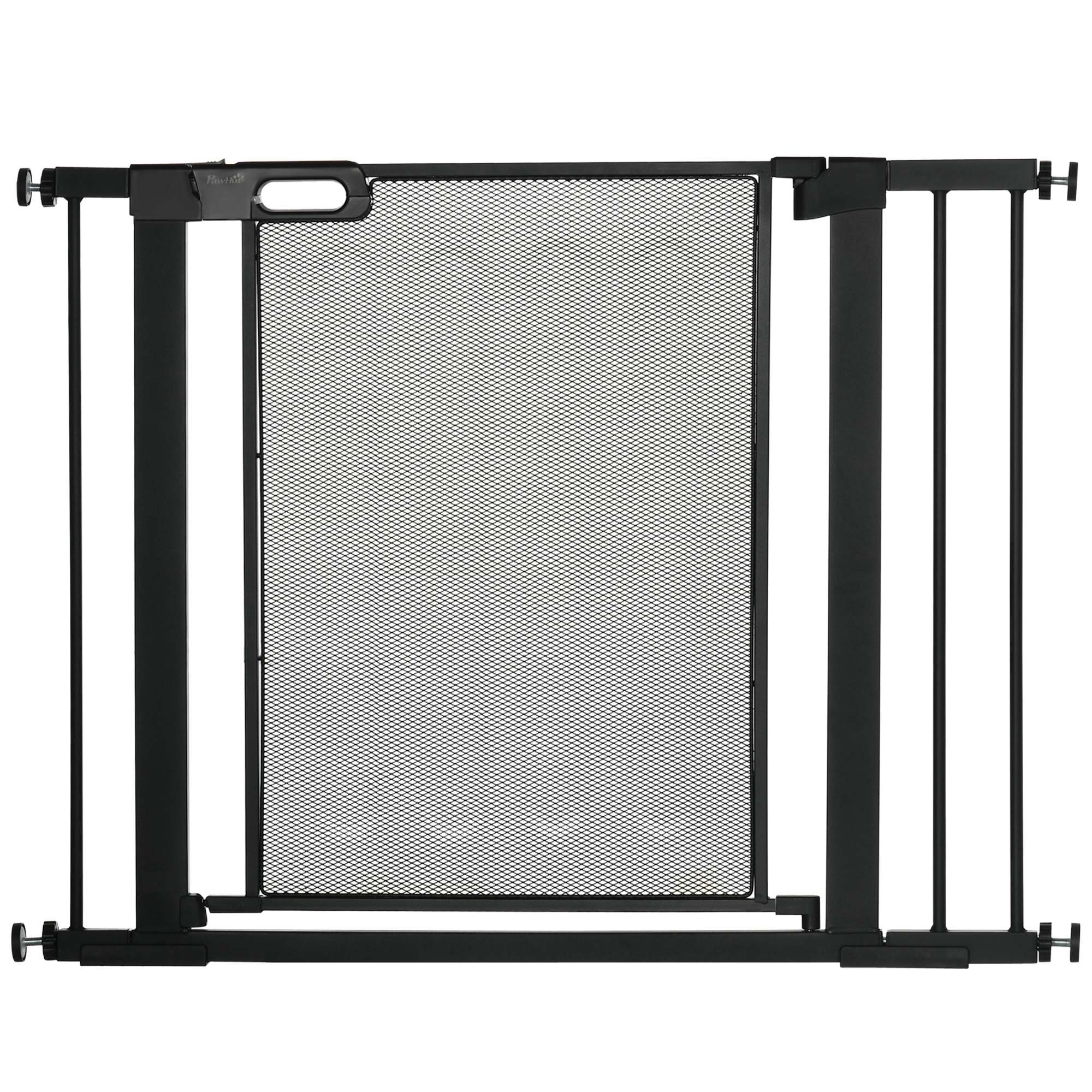 29.5"-40.6" Metal Pet Gate, Dog Gate with Auto Closing Door, Double Locking, for Doorways, Stairs, Hallways, Black