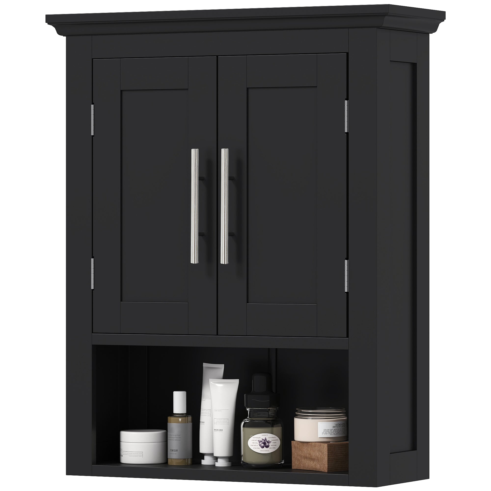 Bathroom Wall Cabinet, Medicine Cabinet, Toilet Storage Cabinet with Shelf for Living Room and Entryway, Black