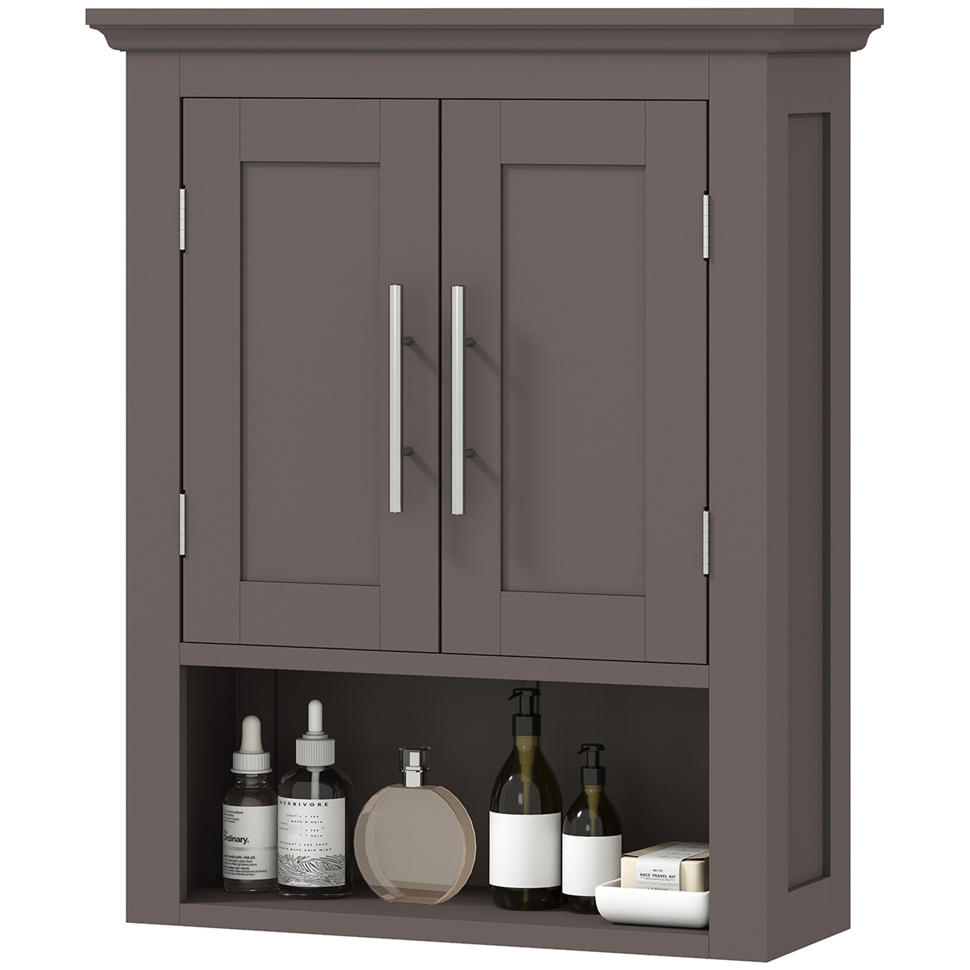 Bathroom Wall Cabinet, Medicine Cabinet, Toilet Storage Cabinet with Shelf for Living Room and Entryway, Brown