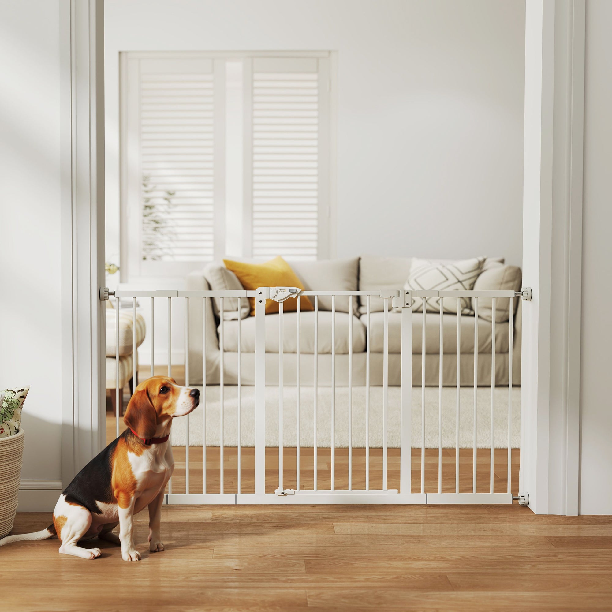 30 Inch Tall Pet Gate with Door Dog Gate and Barrier Indoor for Stairs Includes 7", 8", 12" Extensions Kit