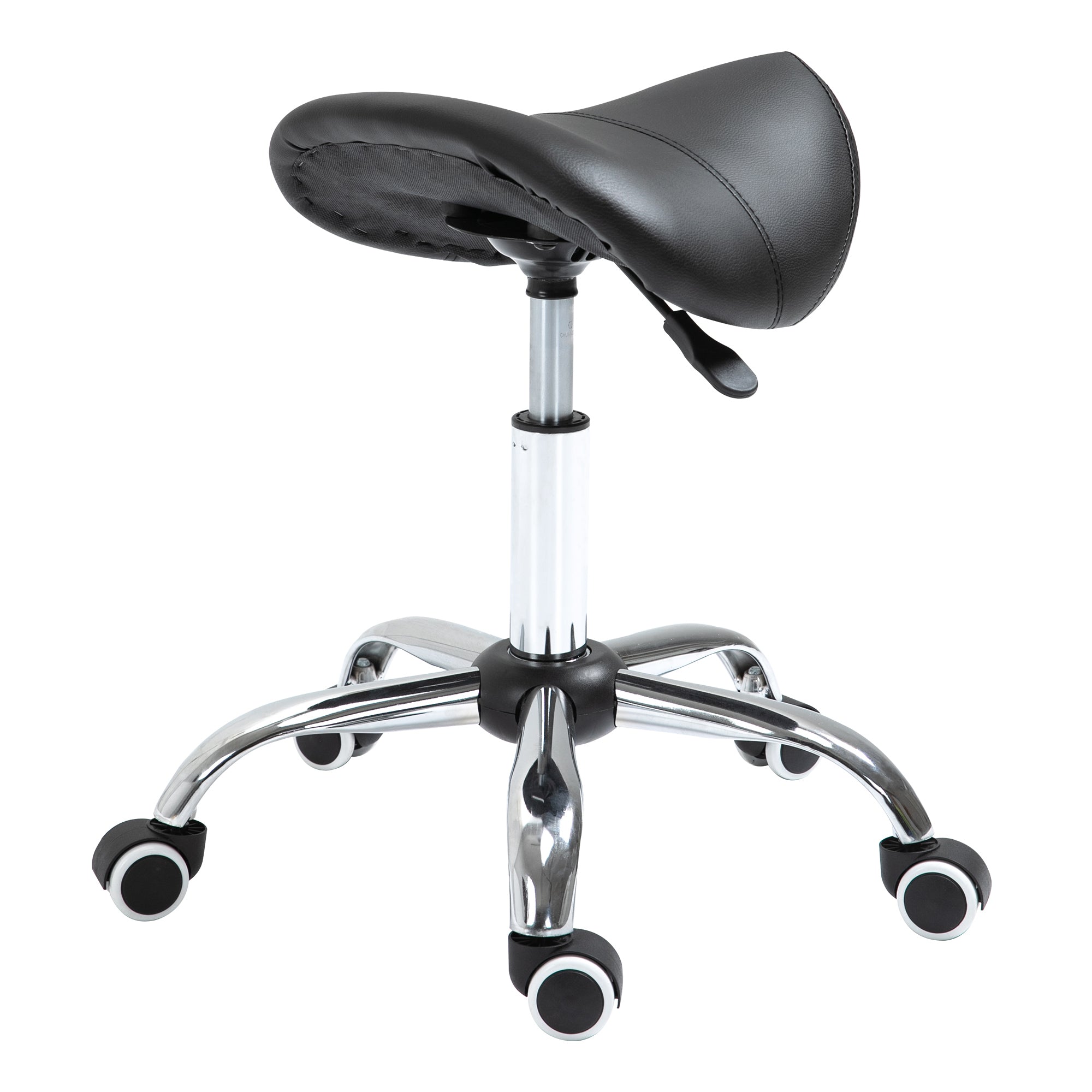 Adjustable Hydraulic Rolling Salon Stool Swivel Saddle Chair Spa Beauty Seat PU Leather,  Black