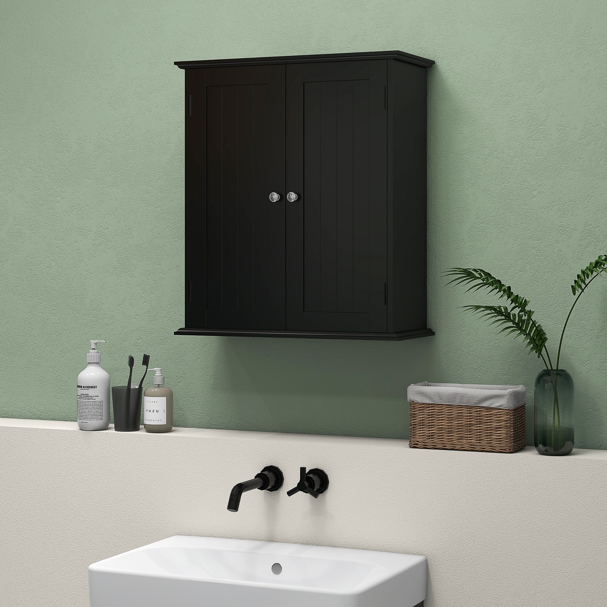 Bathroom Medicine Cabinet, Wall Cabinet with 2 Doors and Adjustable Shelf, Space Saver Over Toilet Cabinet