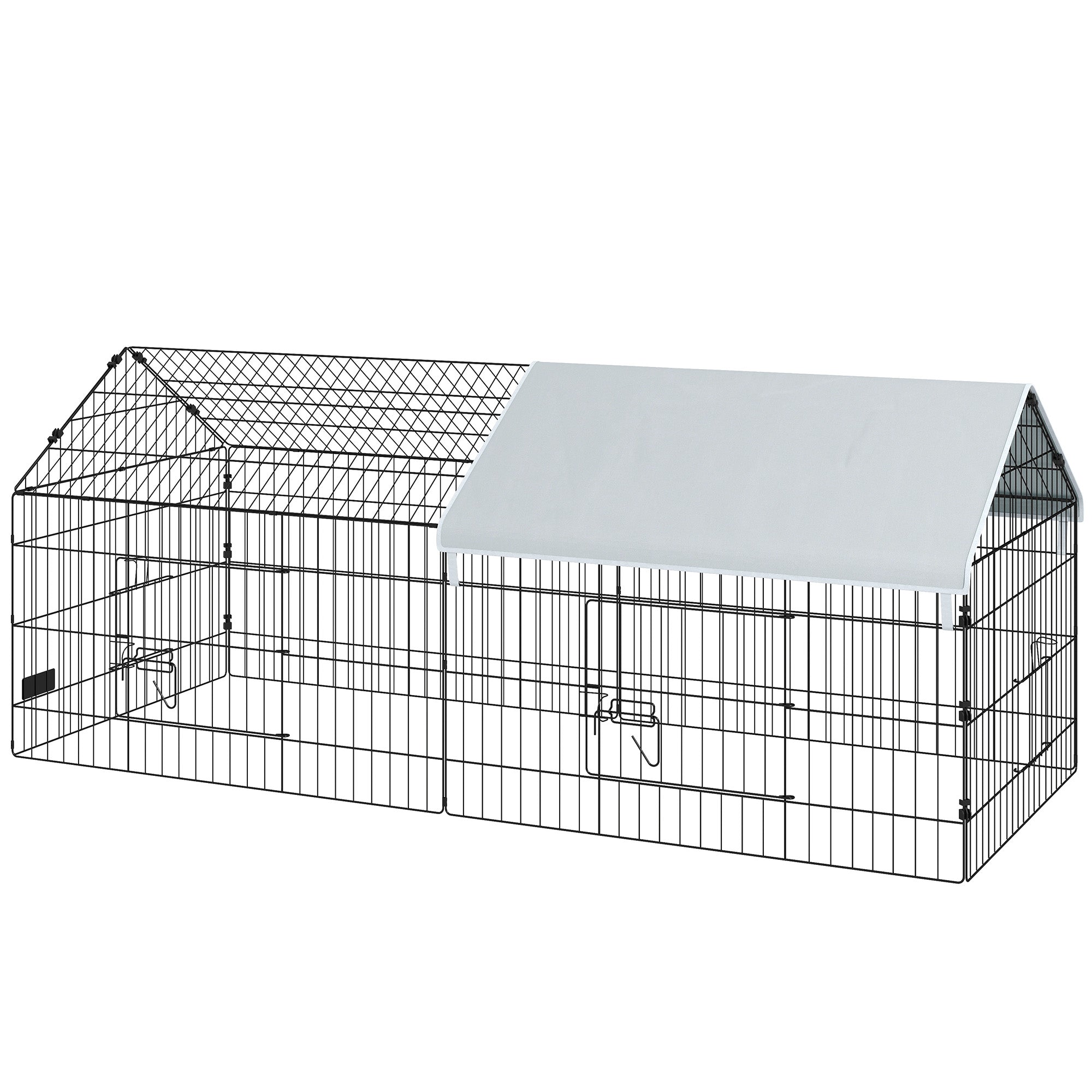73" Small Animal Cage with Roof, Indoor/Outdoor Use,  for Chicken, Rabbits, Chinchillas, Silver