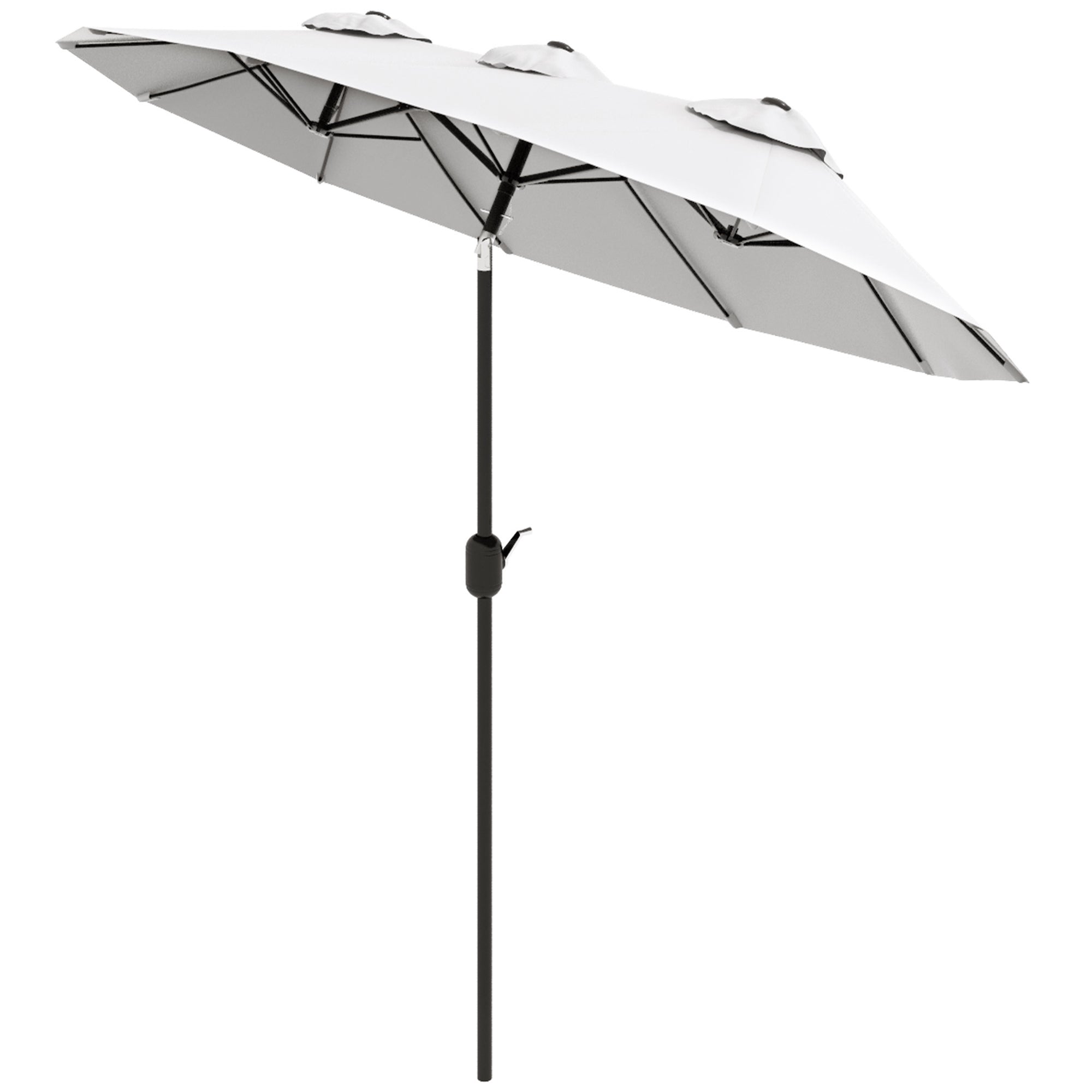 9.7' Double-sided Outdoor Patio Umbrella with Tilt, Crank and Vents, Cream White