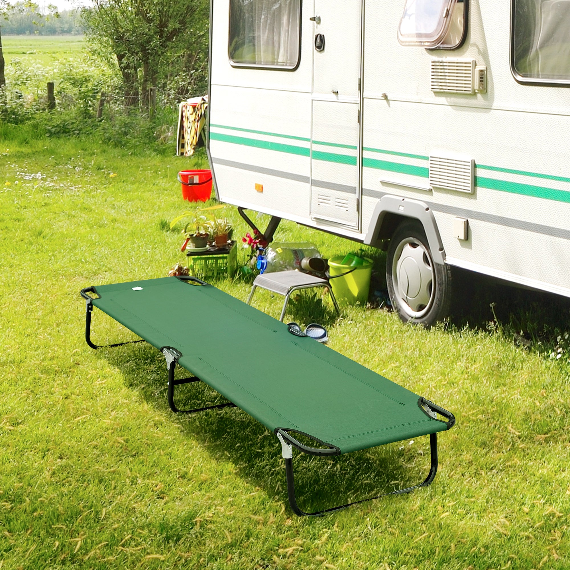 Folding Camping Cot for Adults Portable Outdoor Sleeping Bed for Office Beach Home, Green